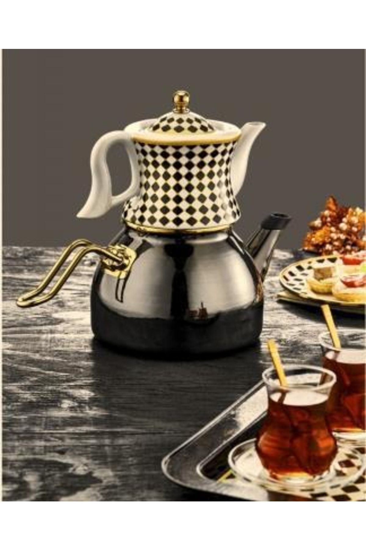 Vip Ahmet Vp-426 Emaye P Demlikli Çaydanlık Takımı