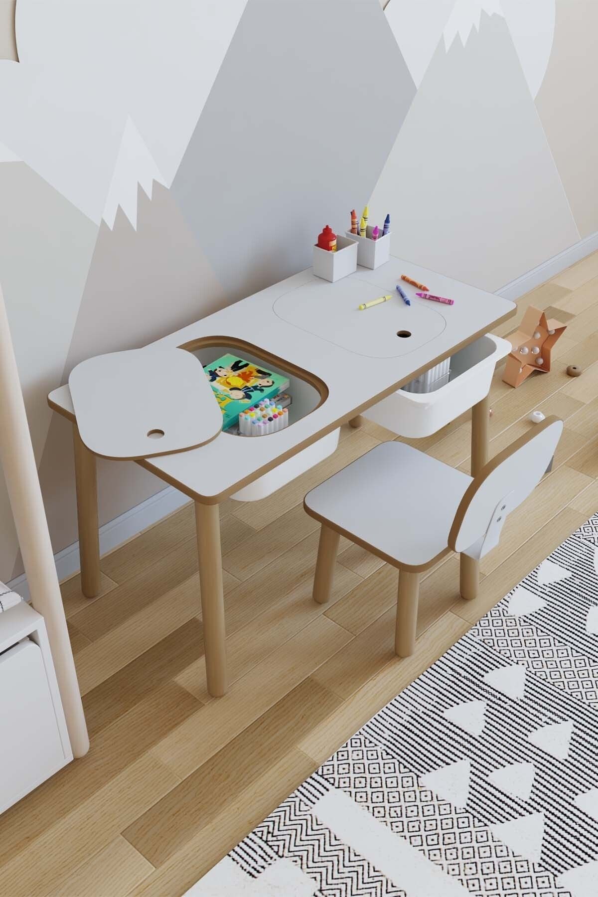 POFİTTO Montessori Çocuk Masası - Oyun Masası - Aktivite Masası - Çalışma Masası - Etkinlik Masası