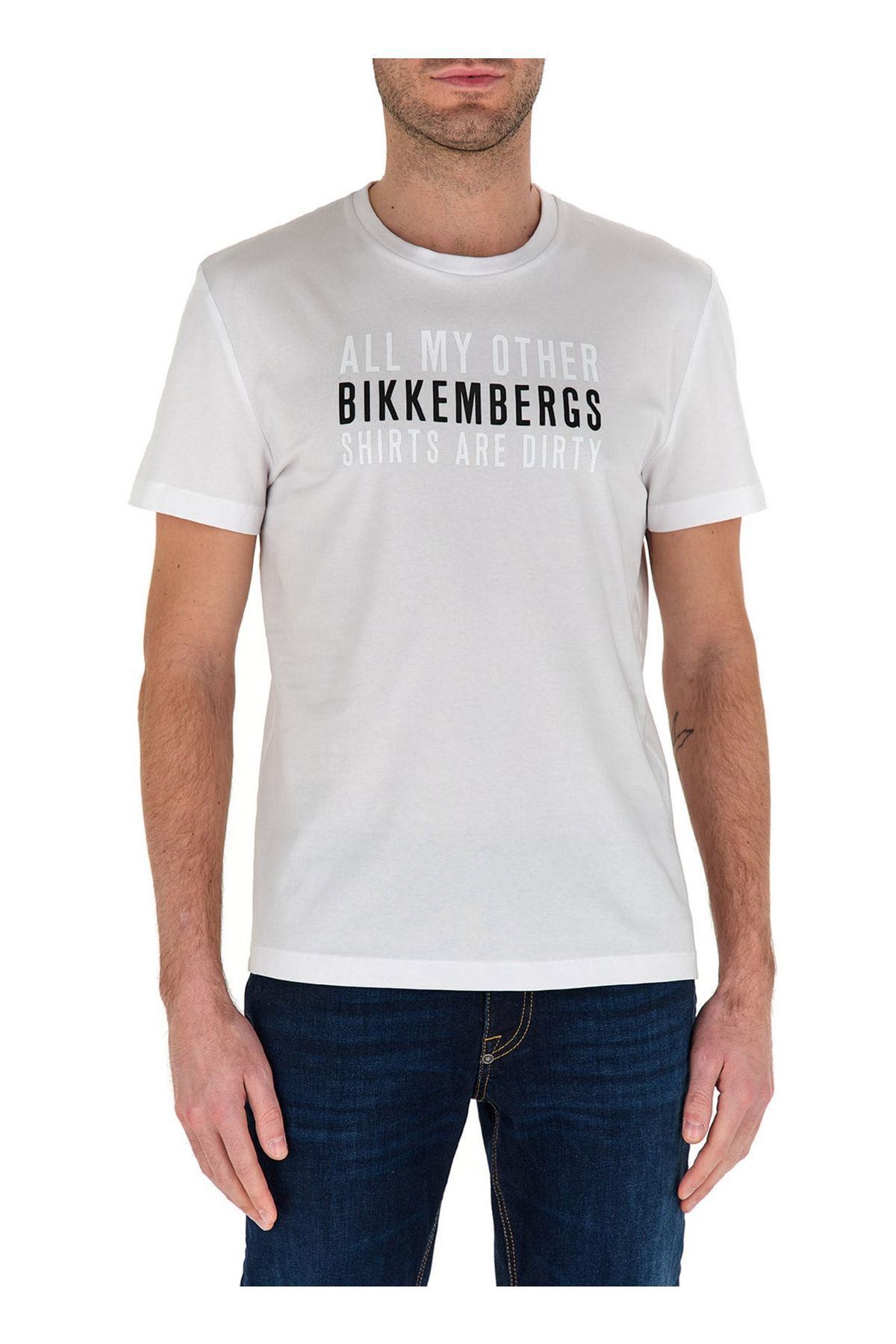 Bikkembergs Bisiklet Yaka Beyaz Erkek T-shirt C 4 101 2c E 1811