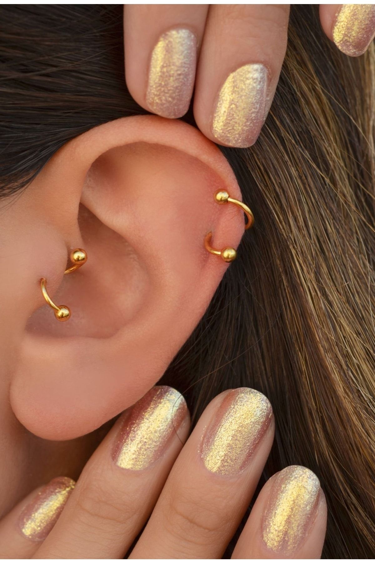 Sacce Scarves&Accessories Kıvrımlı Çelik Spiral Piercing 6 Mm Tragus Helix Kıkırdak Gold