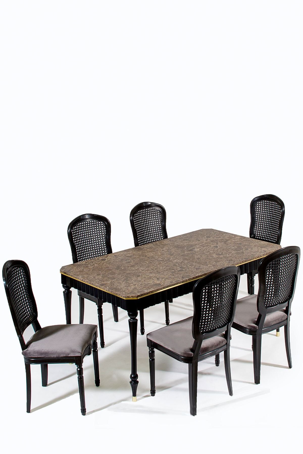 Modalife Urla 6 Sandalye 1 Ortadan Açılır Masa Yemek Masası Takımı 6 Kişilik - Siyah/ceviz