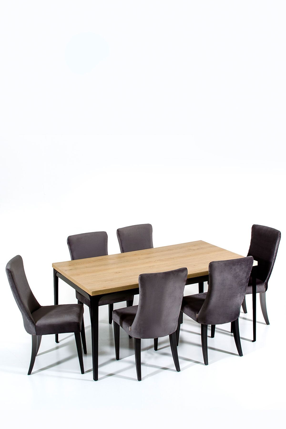 Modalife Milano 6 Sandalye 1 Sabit Masa Yemek Masası Takımı 6 Kişilik - Antrasit