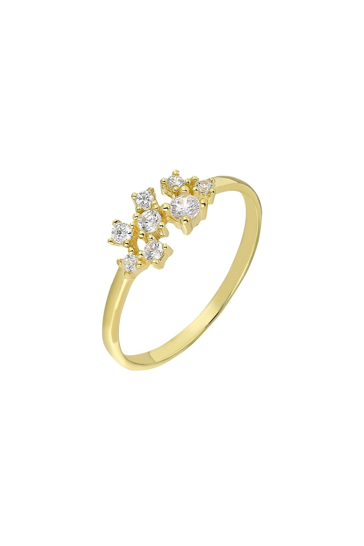 Chavin Sarı Taşlı Gümüş Kadın Yüzük Mini Eklem Yüzüğü Ed70sr