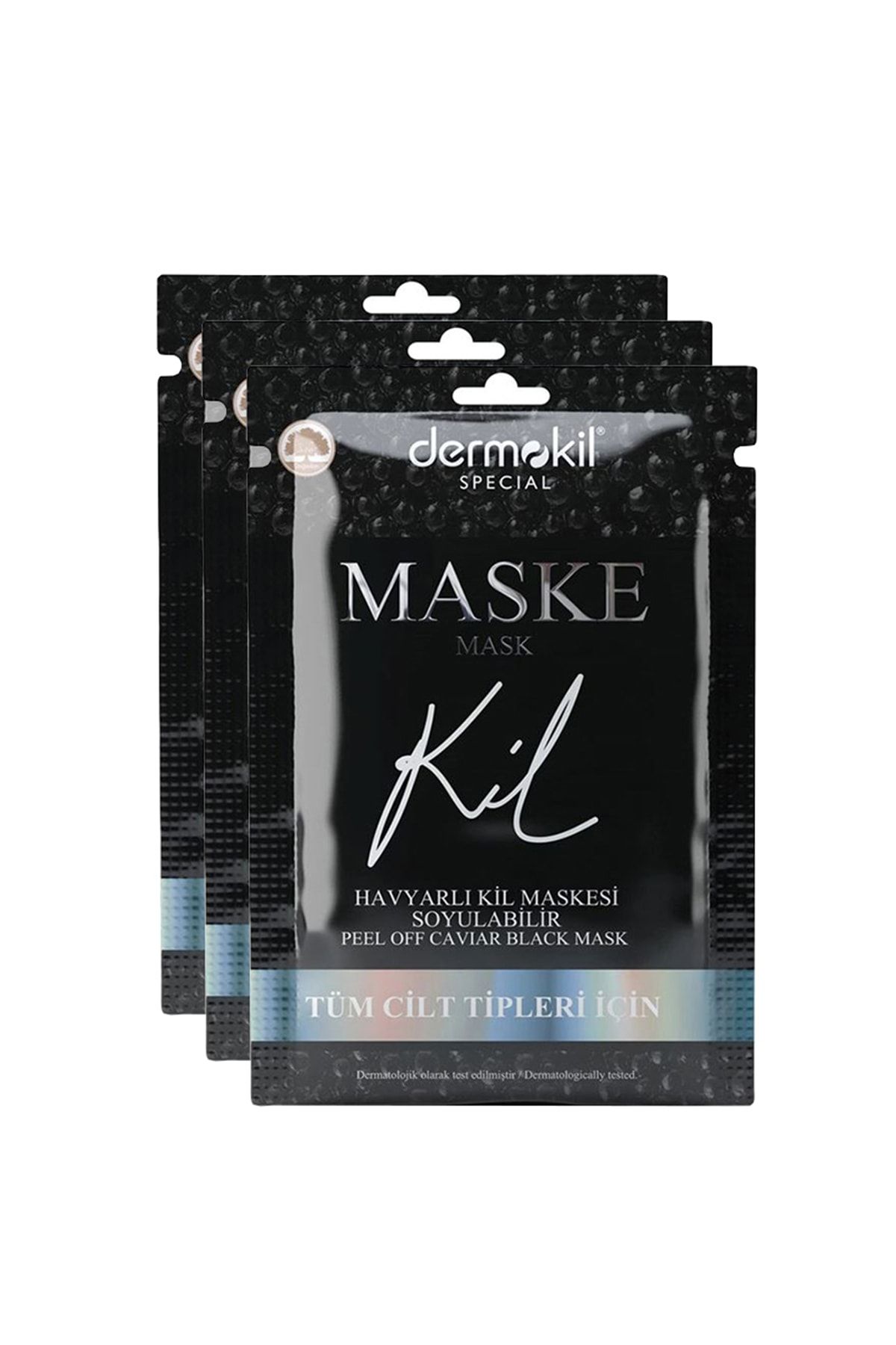 Dermokil Soyulabilir Havyarlı Siyah Kil Yüz Maskesi Tüm Cilt Tipleri Için 15 Ml X 3 Adet