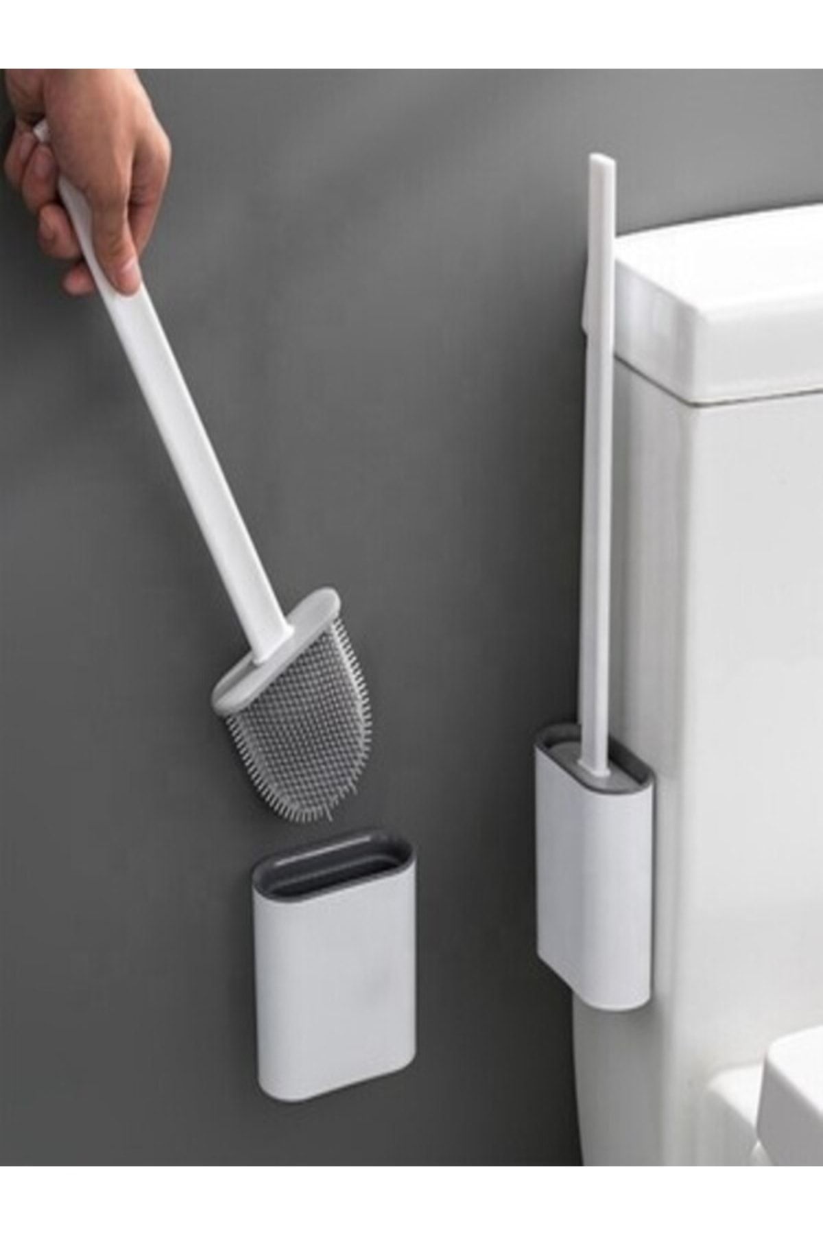 Genel Markalar Beyaz Renk Silikon Tuvalet Fırçası | Bükülebilir Pratik Silikon Wc Klozet Fırçası