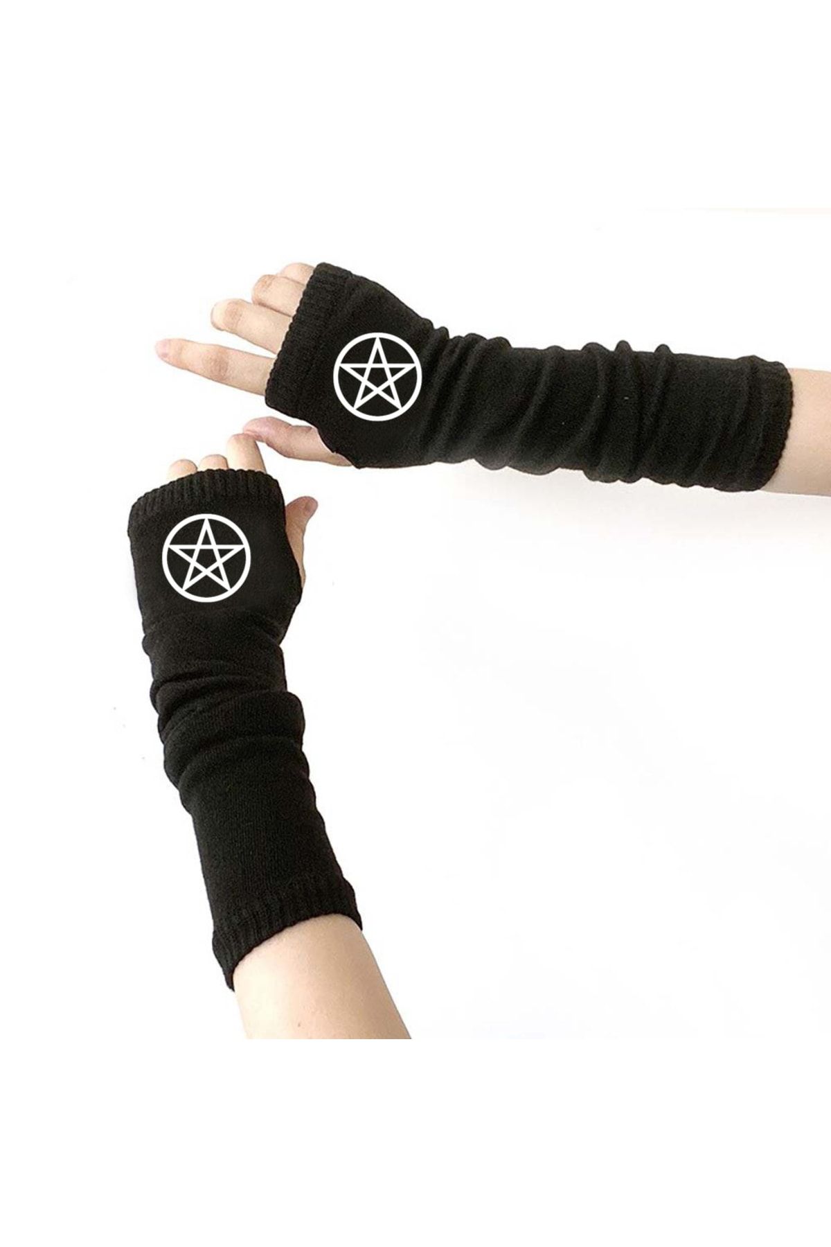 Köstebek Kesik Parmak Pentagram Siyah Ikili Kolluk