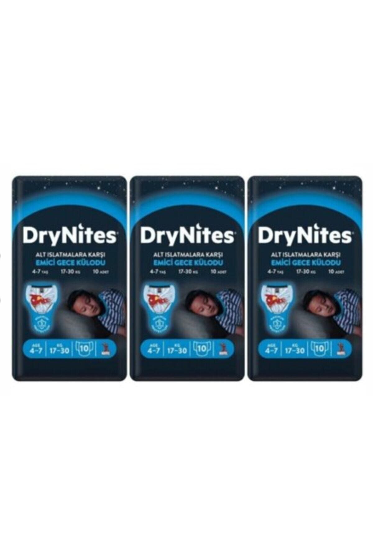 DryNites Erkek Emici Gece Külodu 4-7 Yaş 17-30 Kg 10lu 3 Paket