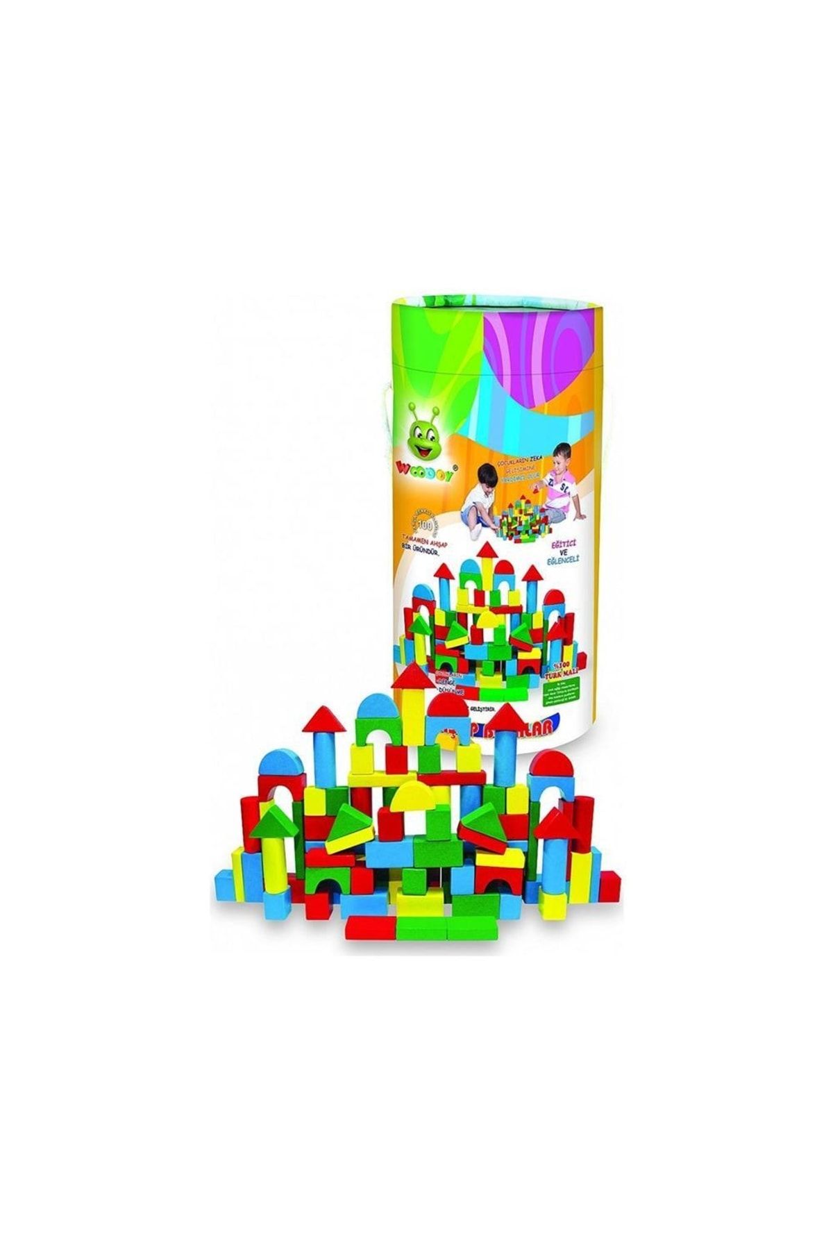 Genel Markalar Kovalı Renkli Bloklar 100 Parça Ahşap Oyuncak