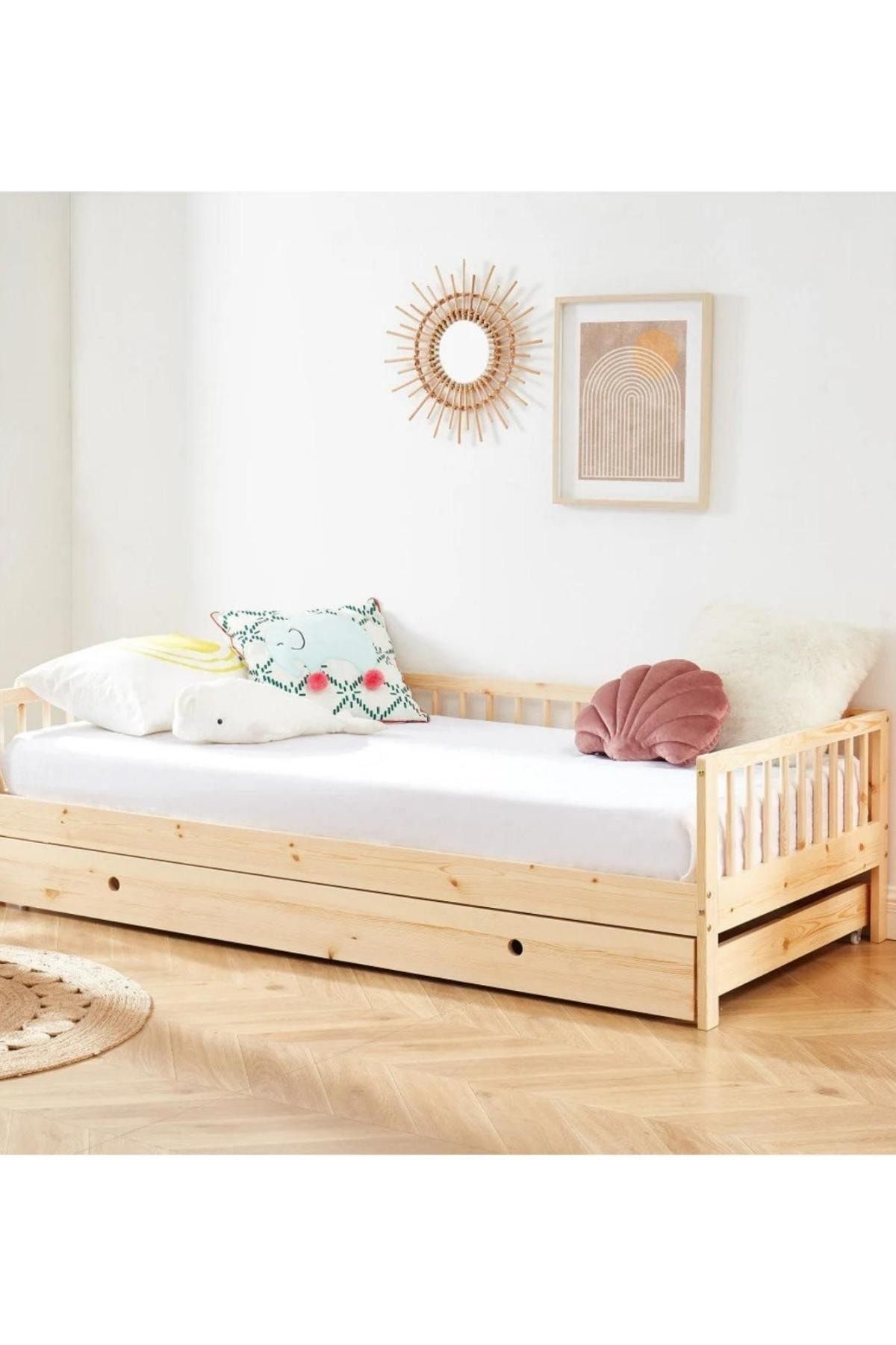 Alyones Çekmeceli Montessori Yer Yatağı, Çocuk Beşiği, Çocuk Yatağı Montessori Platform Yatağı