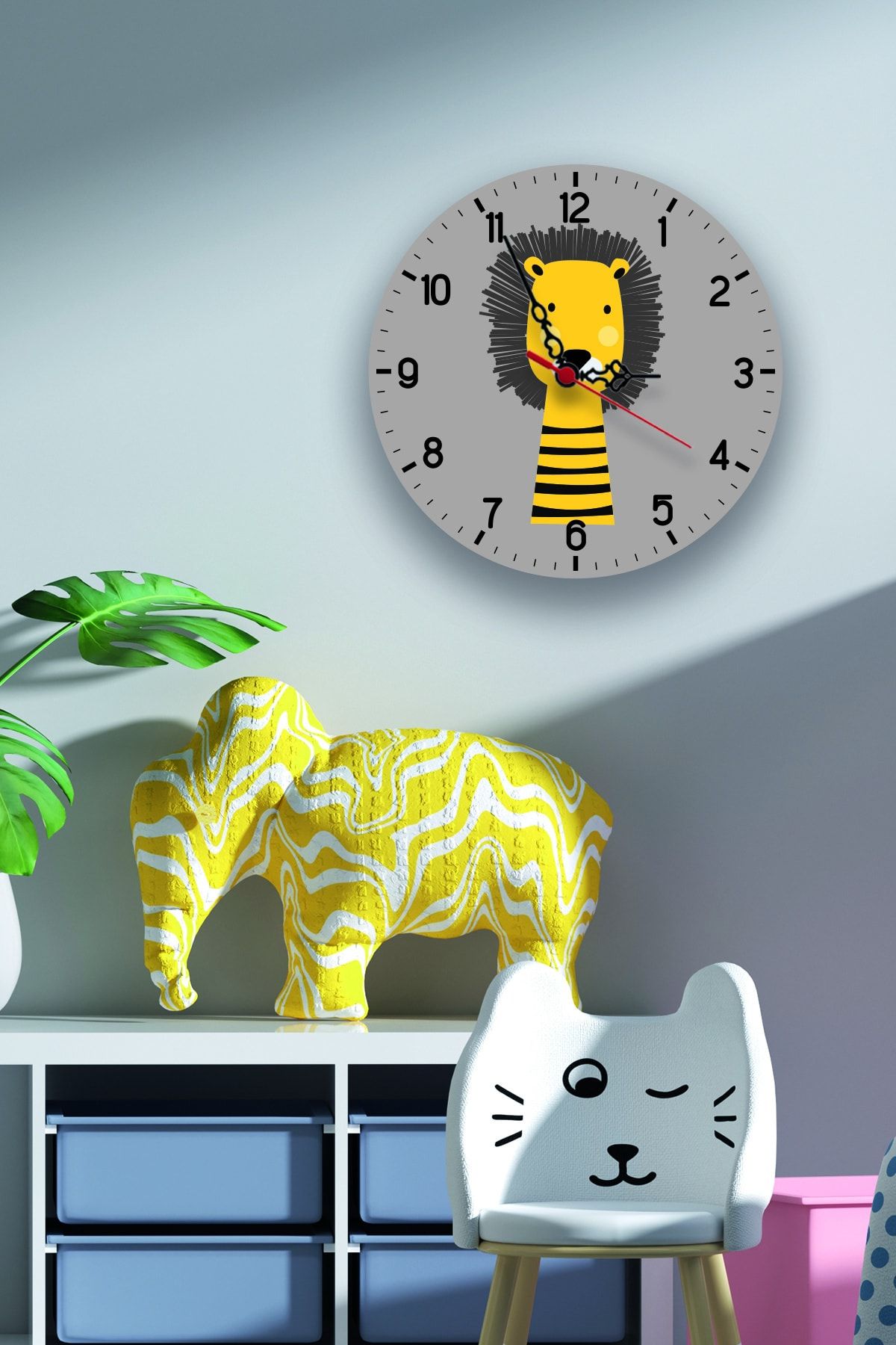 instababyrooms Çocuk Odası Dijital Baskılı Sessiz Akar Duvar Saati Model 0120