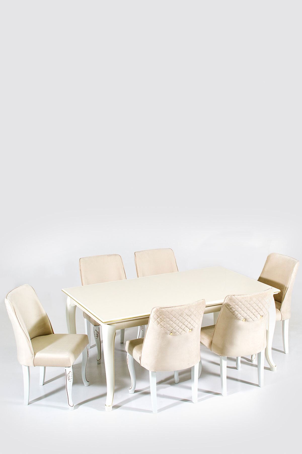 Modalife Hürrem 6 Sandalye 1 Açılabilir Masa Yemek Masası Takımı 6 Kişilik - Inci
