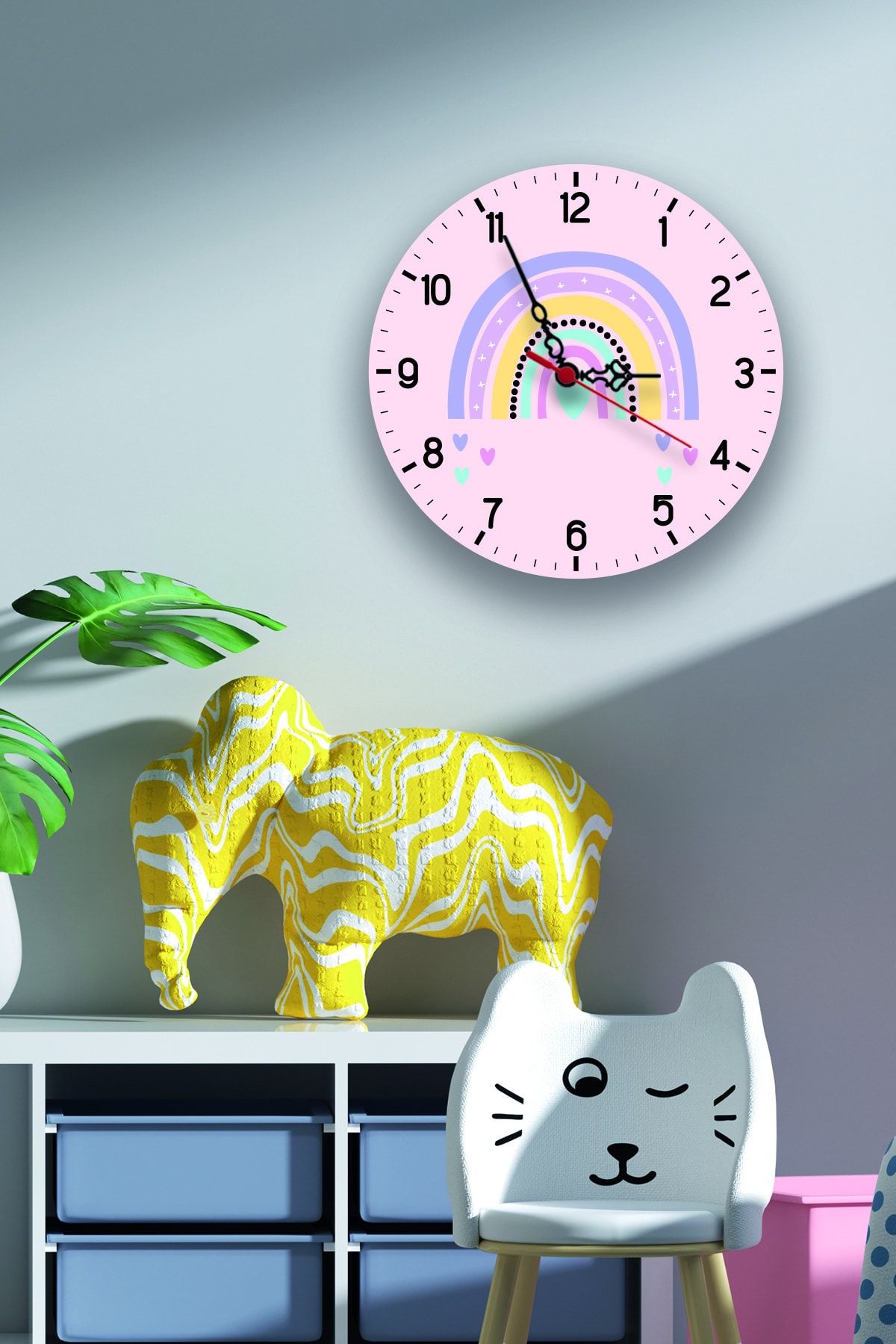 instababyrooms Çocuk Odası Dijital Baskılı Sessiz Akar Duvar Saati Model 1460