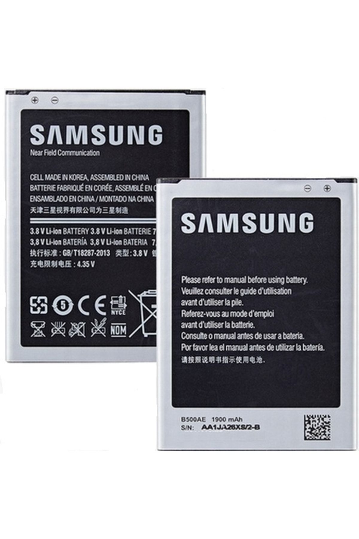 Genel Markalar Orijinal Samsung Galaxy S4 Mini B500ae B500be Pil 1900mah I9192 I9195 I9190 I9198 J110 I435 I257