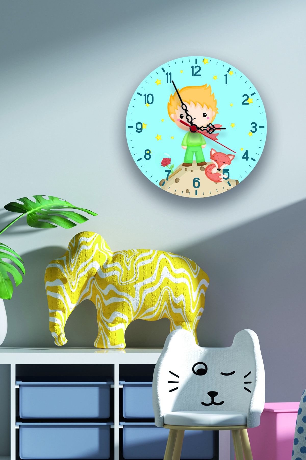 instababyrooms Çocuk Odası Dijital Baskılı Sessiz Akar Duvar Saati Model 0120