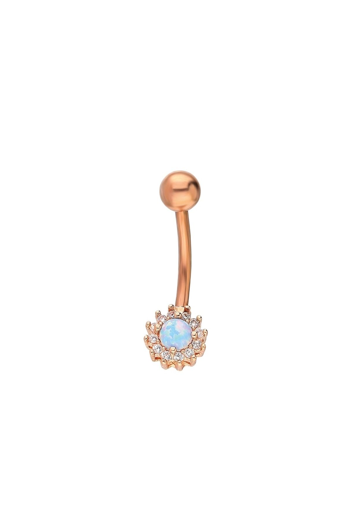 Chavin Kadın Mavi Orjinal Opal Taşlı Göbek Piercing dt89mv