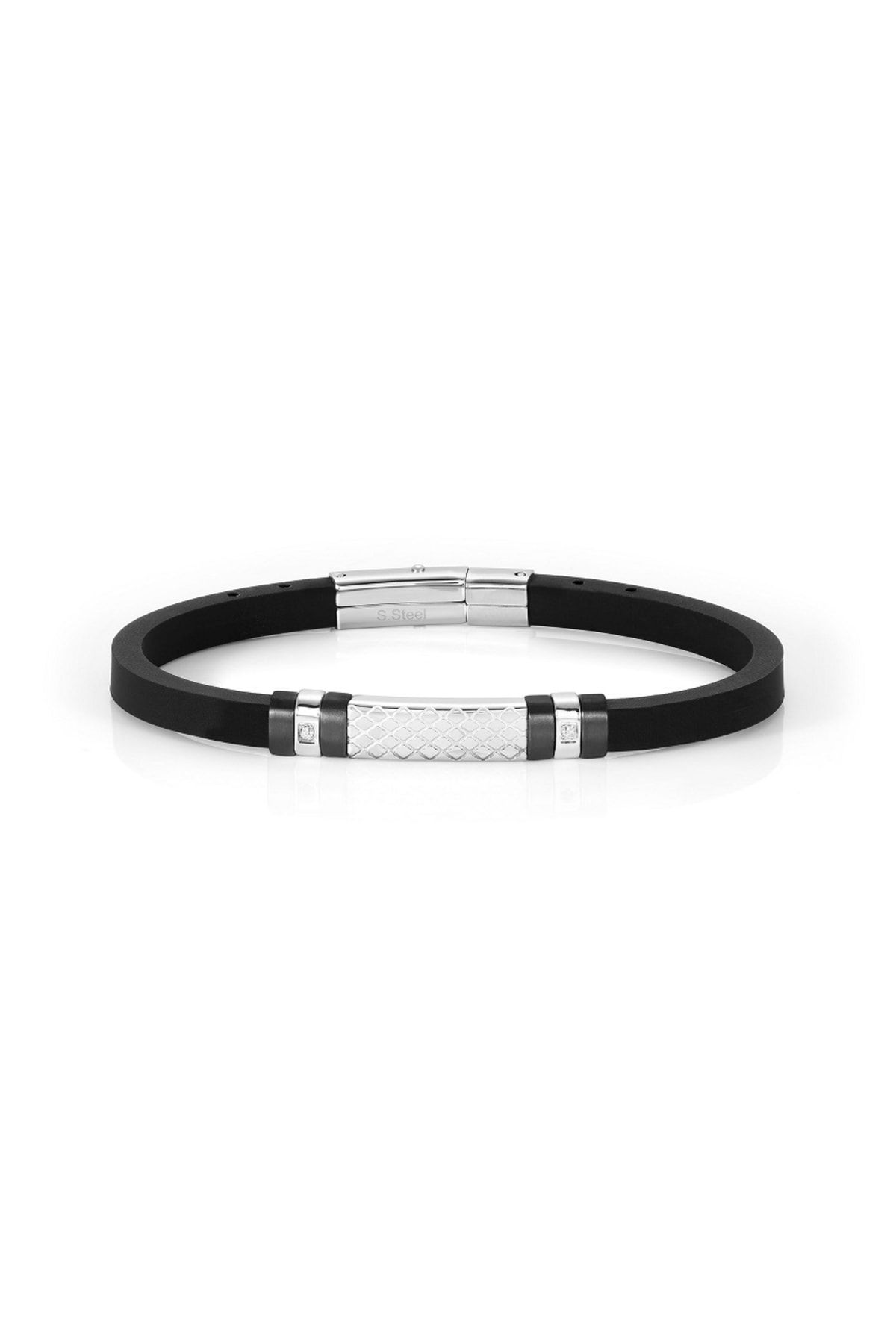 NOMİNATİON Cıty Bracelet In Steel, Rubber And 2 Cz With Pvd Finish (015_black)