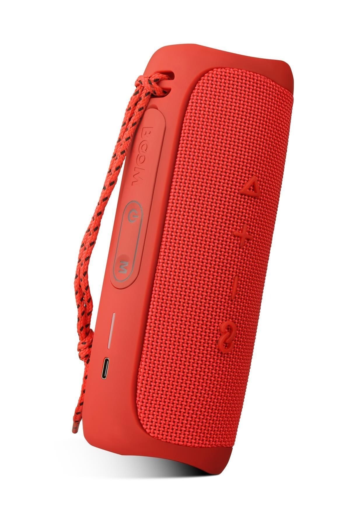 Powerway Boom Kırmızı Taşınabilir Ses Bombası Kablosuz Bluetooth Hoparlör Speaker Yüksek Ses Çoklu Bağlantı
