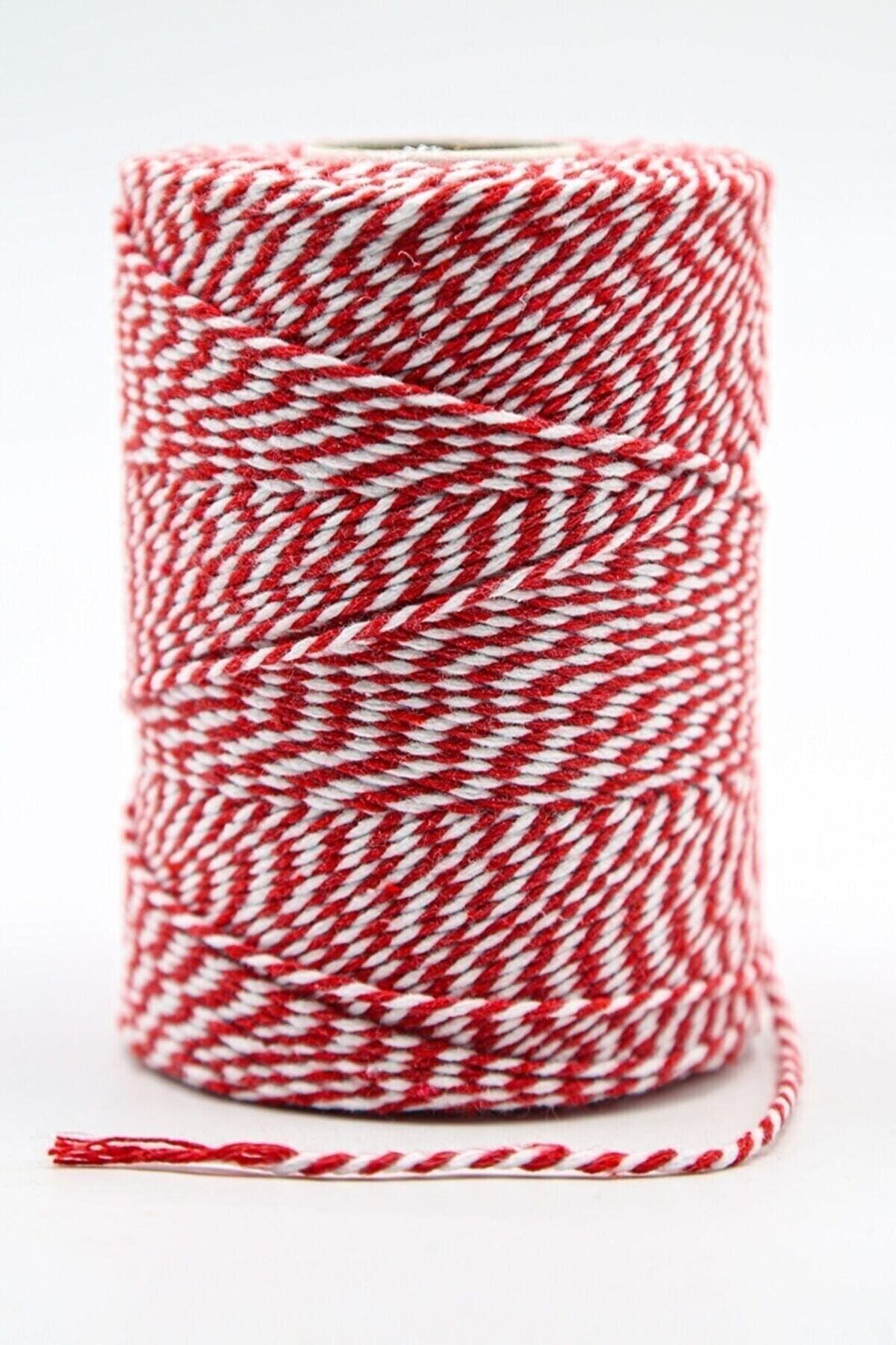 Lade Beyaz Kırmızı İki Renkli Marteniçka- Paket İpi (2-3mm-200g ) 10 Mt