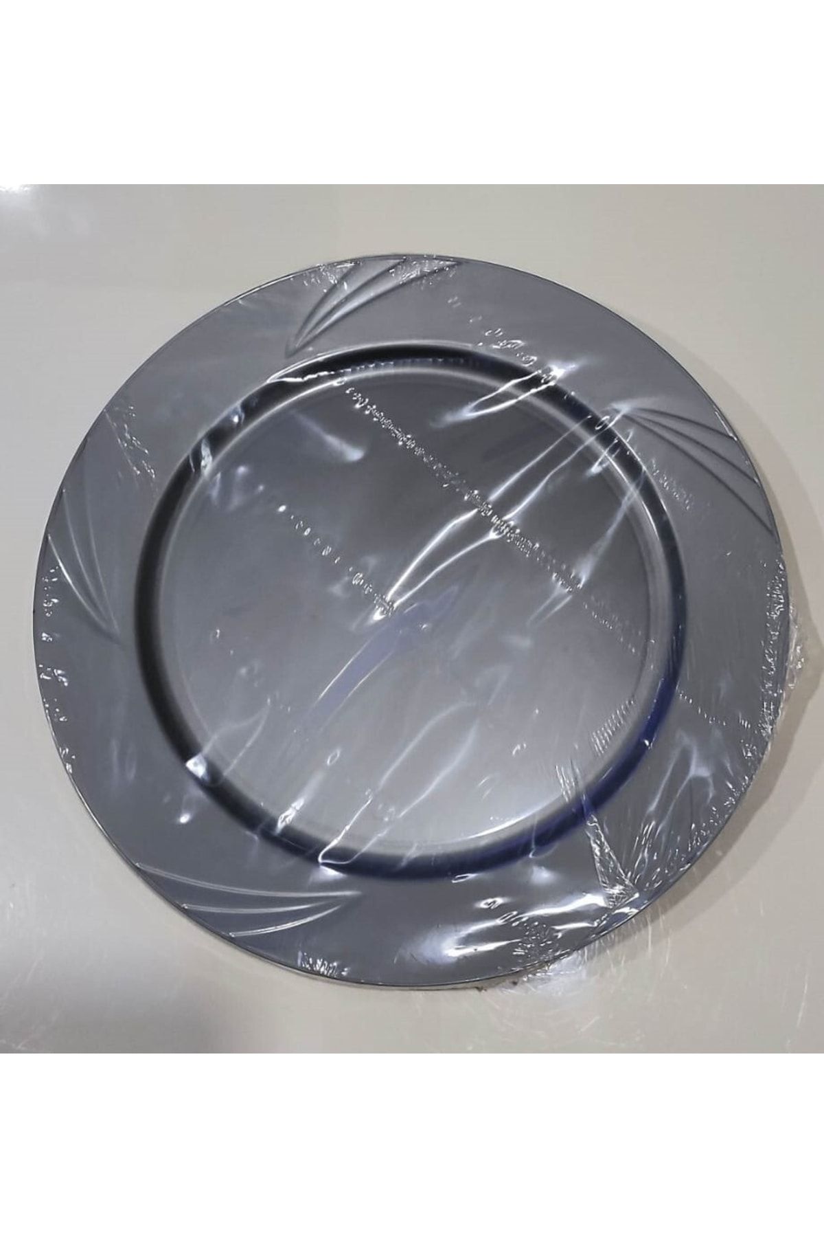 Kristal Plastik Tabak Lüks Sert Mika 22 Cm (6 ADET) Gümüş Renk