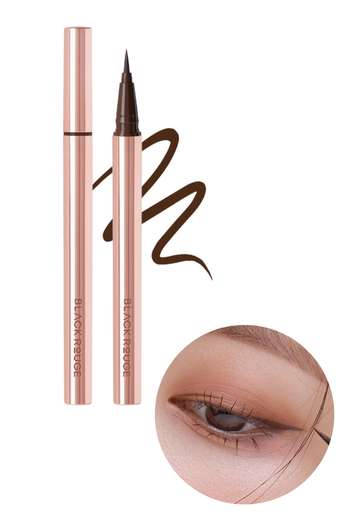 Black Rouge Kadife Uçlu Uzun Süre Kalıcı Eyeliner Power Proof Pen Liner Kahverengi