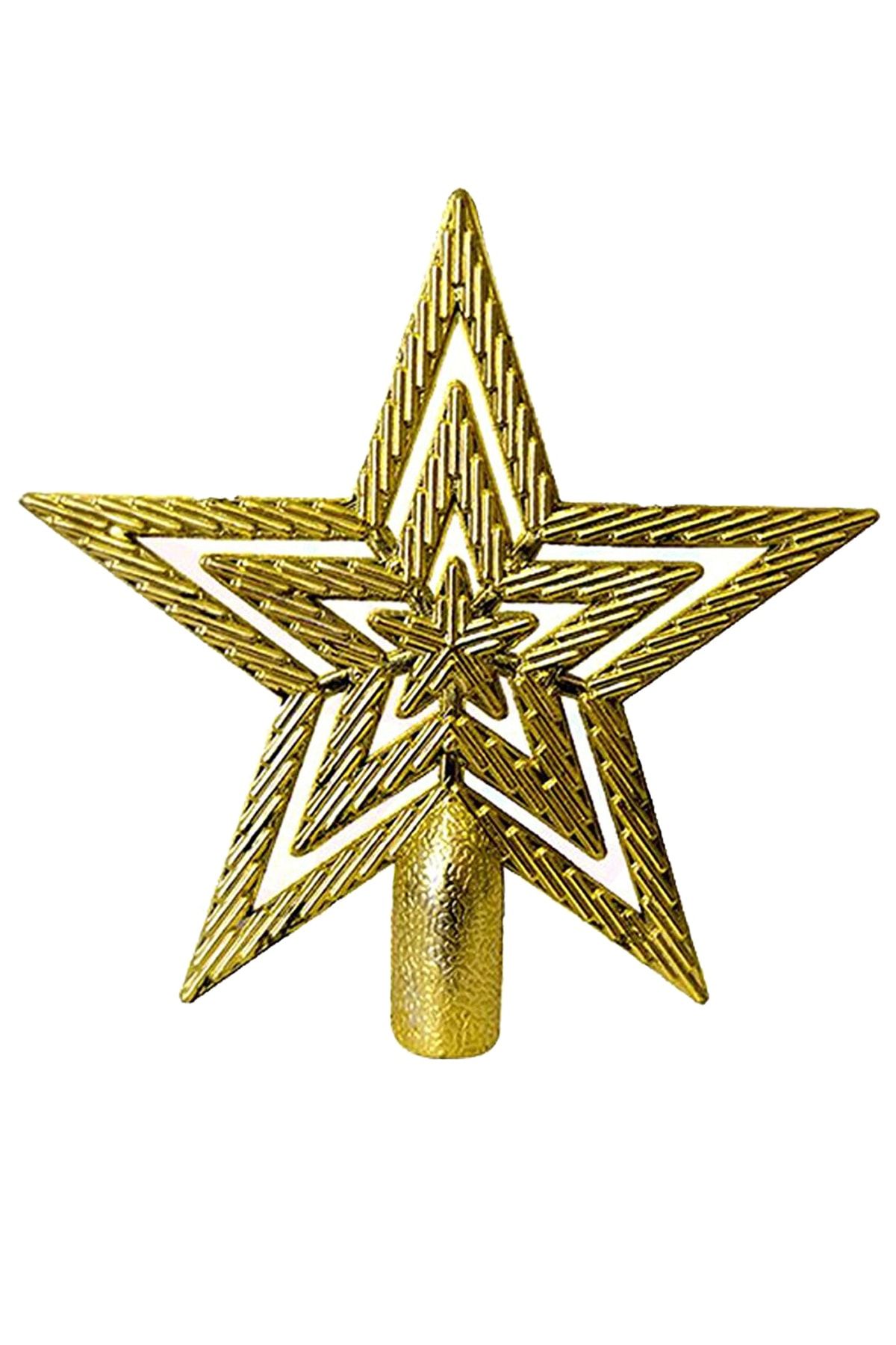 Parti Dolabı 10cm Yılbaşı Çam Ağaçı Altın Tepe Yıldızı Yeni Yıl Metalik Tepe Süsü Yıldız