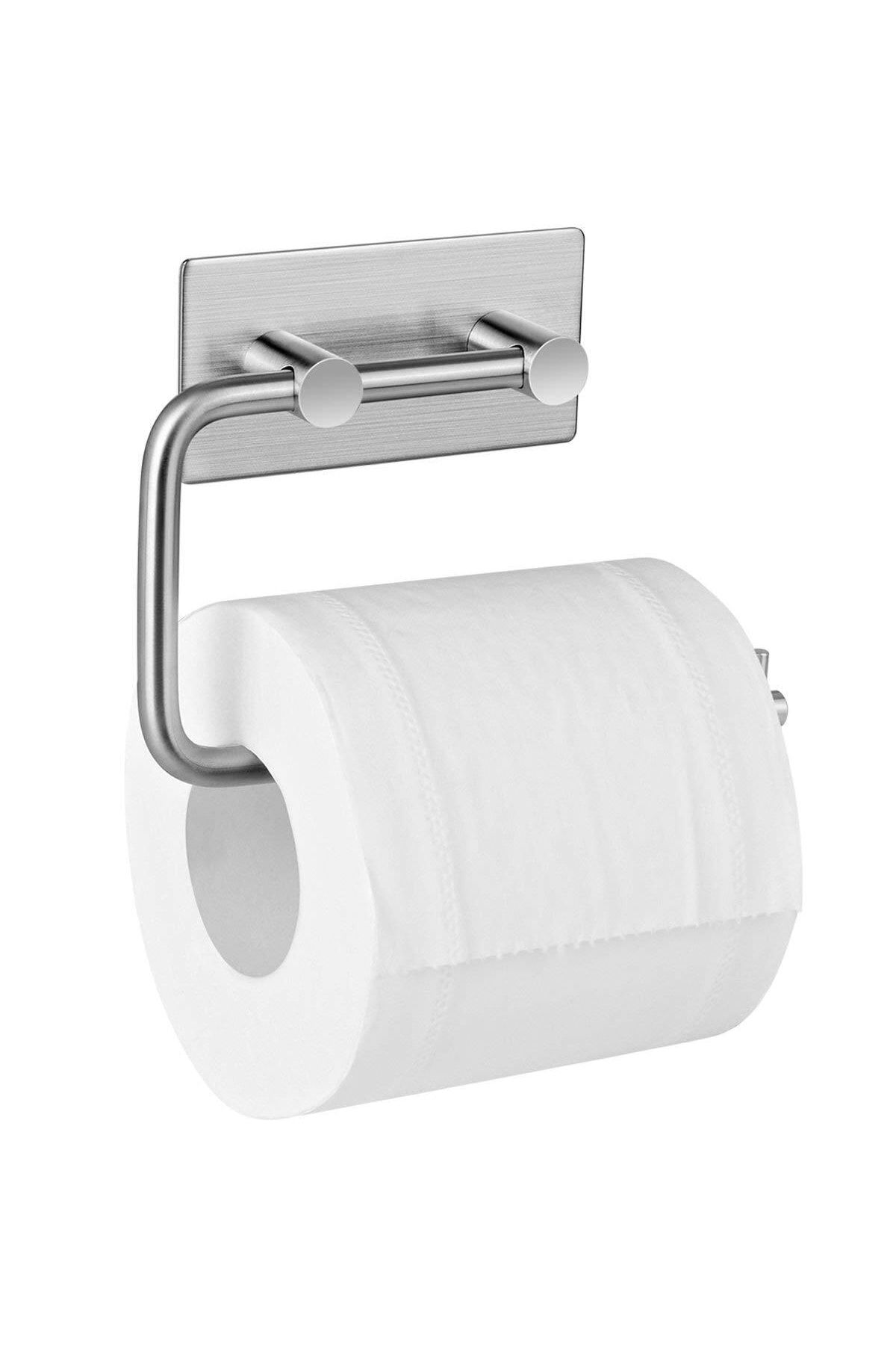 DELTAHOME Paslanmaz Çelik Yapışkanlı Tuvalet Kağıtlığı - Anında Kolay Montaj - Vida Yok