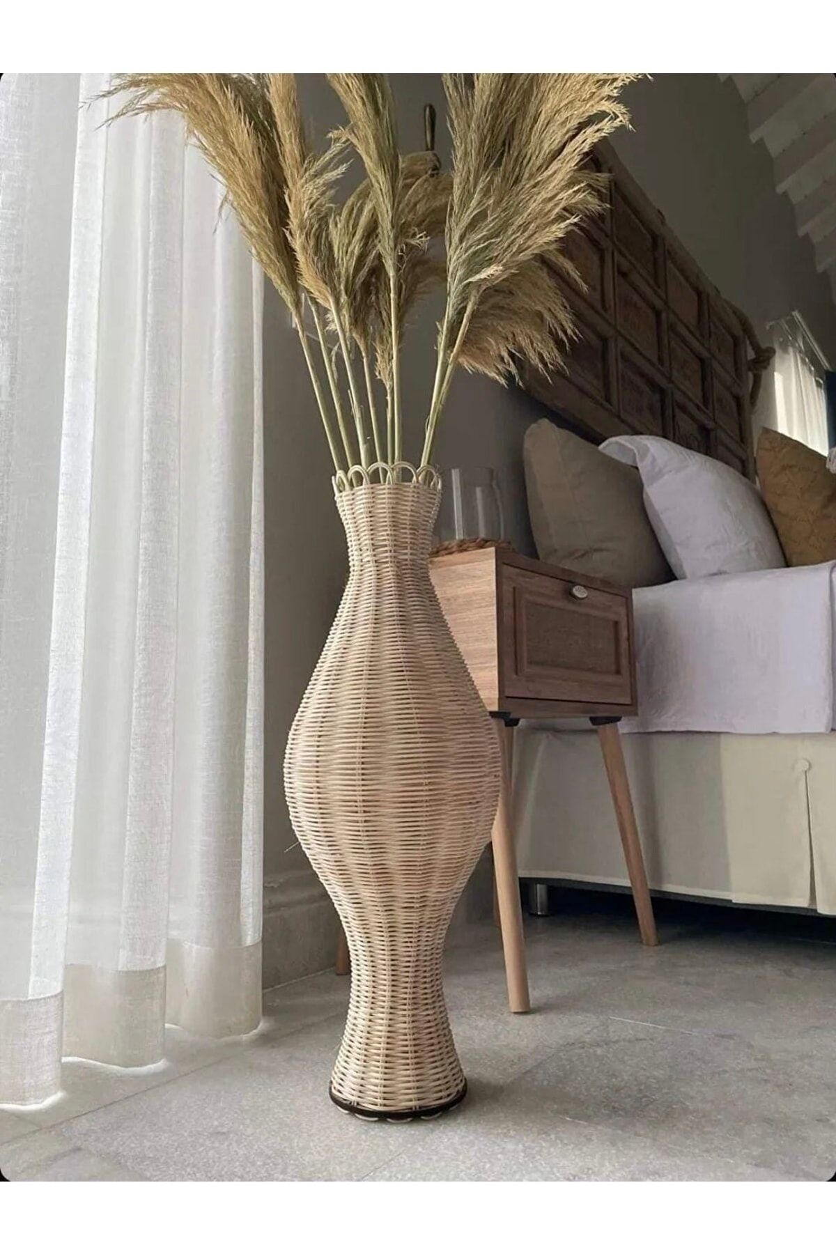WLLN Rattan Dekoratif Uzun Vazo