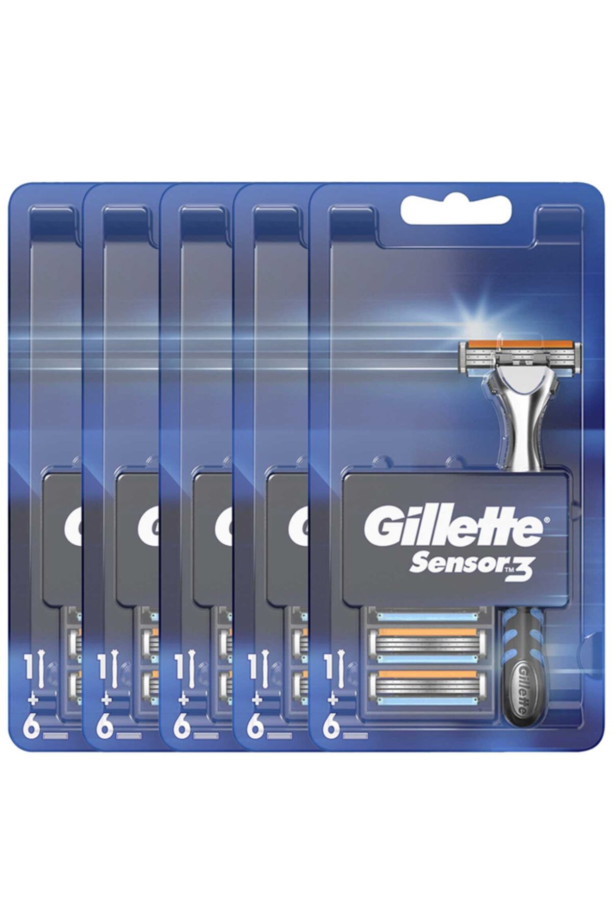 Gillette Sensor3 Tıraş Makinesi Ve  Yedek Tıraş Bıçağı 6'lı X 5 Adet