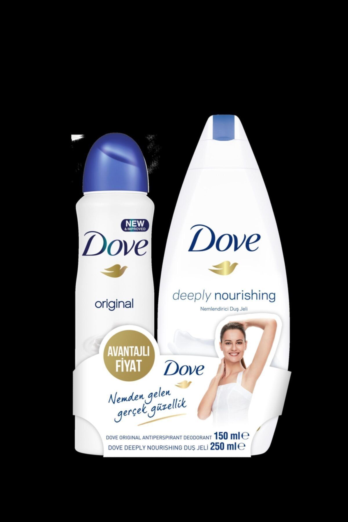 Dove Deodorant Original 150 ml + Dove Deeply Nourishing Duş Jeli  250 ml