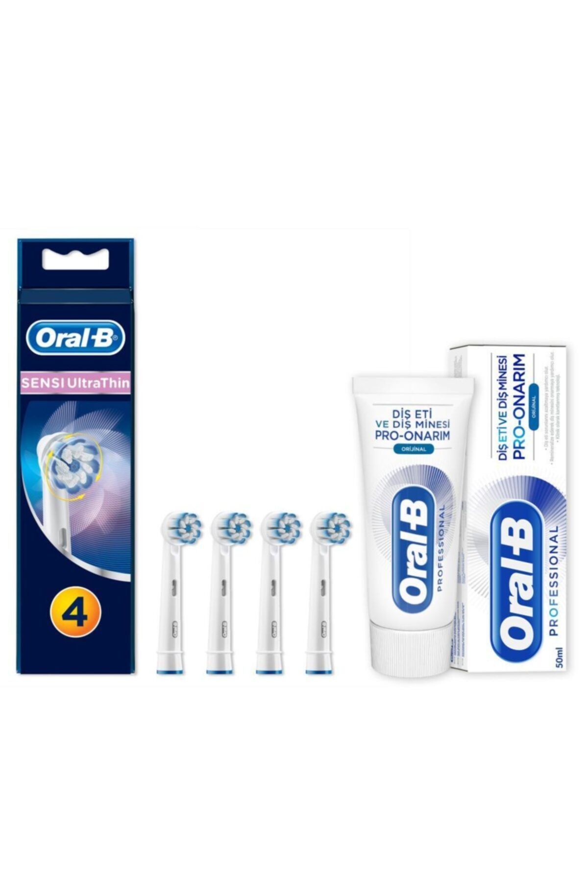 Oral-B Diş Fırçası Yedek Başlığı Sensitive Ultra Thin 4 Adet + 50 Ml Diş Macunu