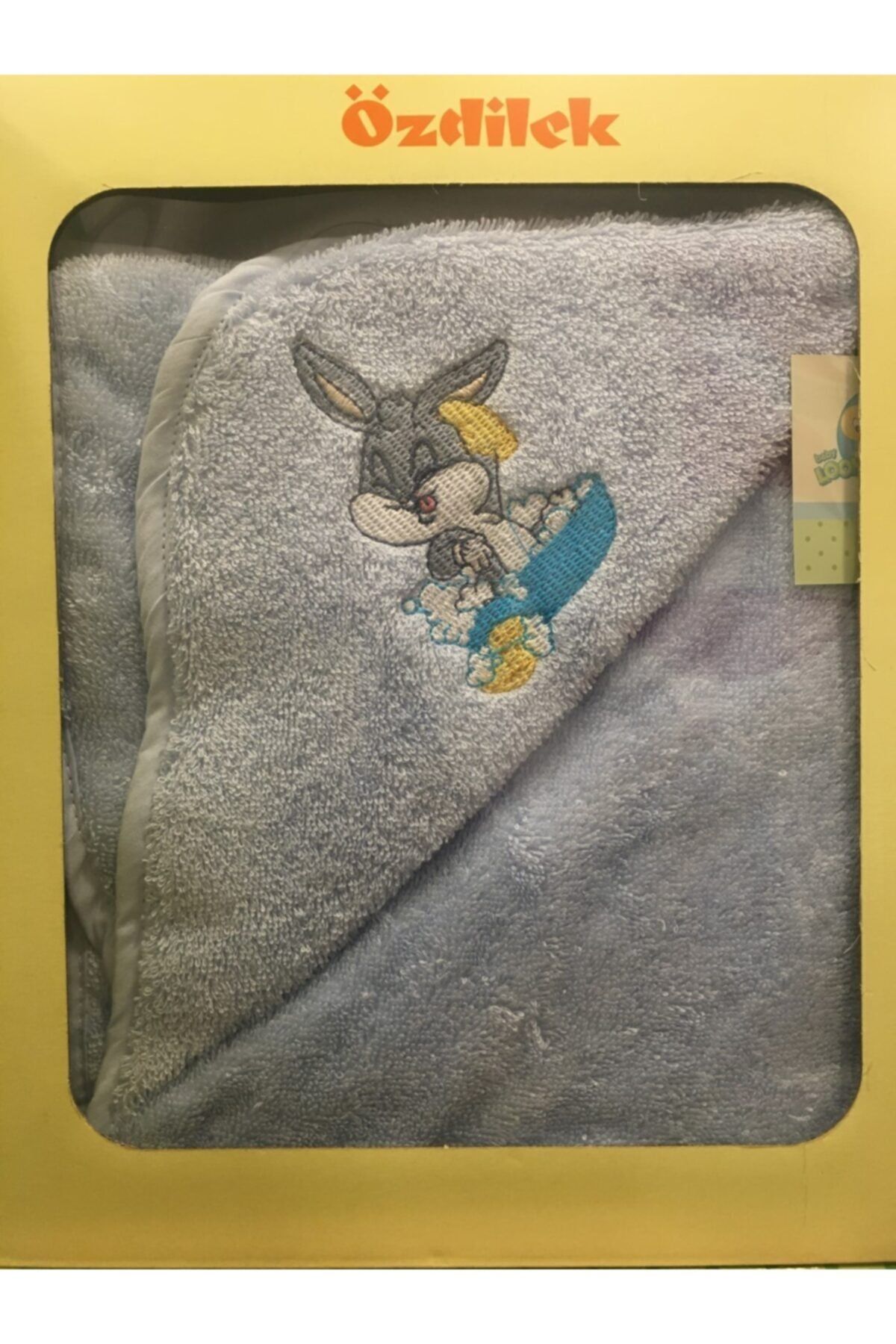 Özdilek Bugs Bunny Nakışlı Bambu Bebek Yenidoğan Havlusu Mavi 8697353256738