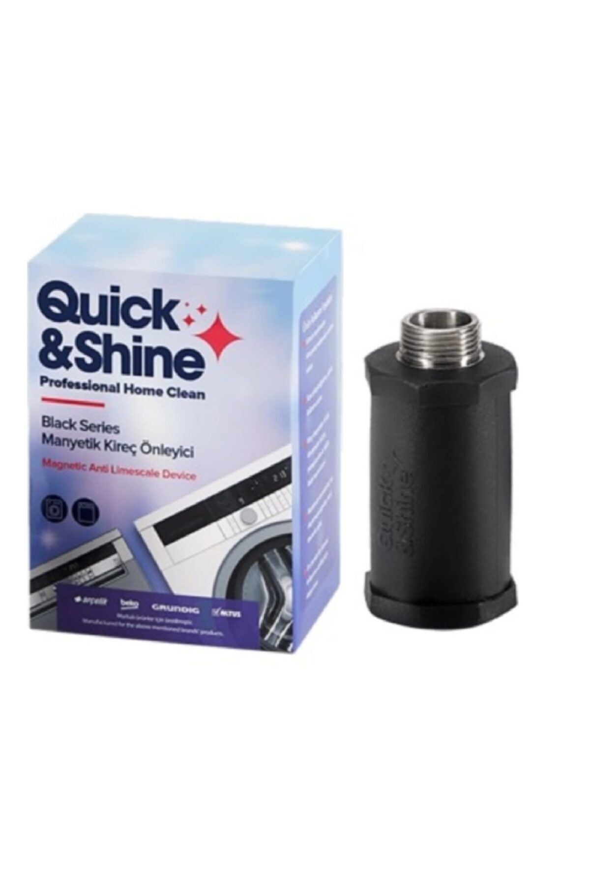 Quick&Shine Grundig Çamaşır Ve Bulaşık Makinesi Manyetik Kireç Önleyici Kırıcı Siyah 9197061837