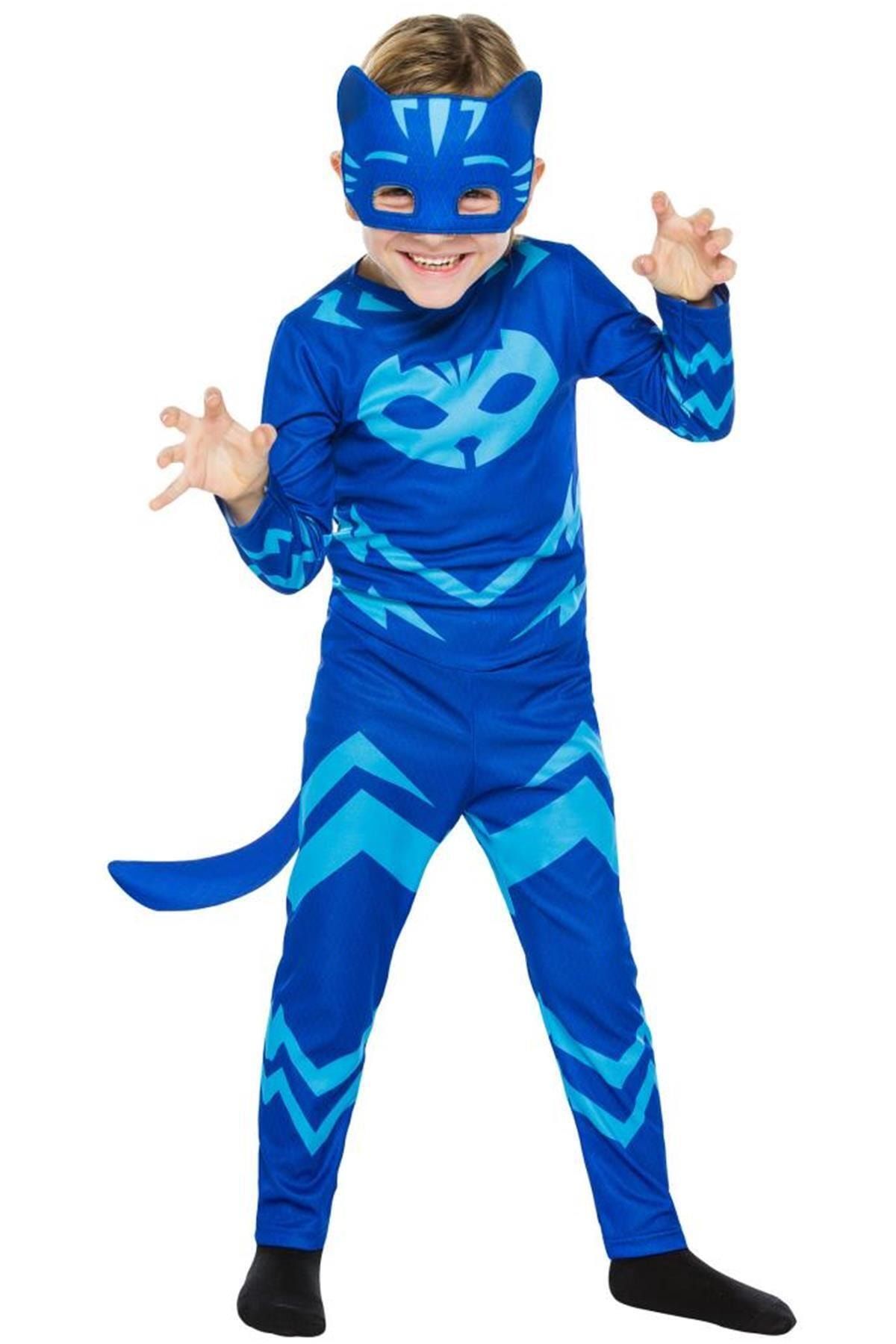 Genel Markalar Çocuk Mavi Pijamaskeliler Kedi Kostüm 7-9 Yaş