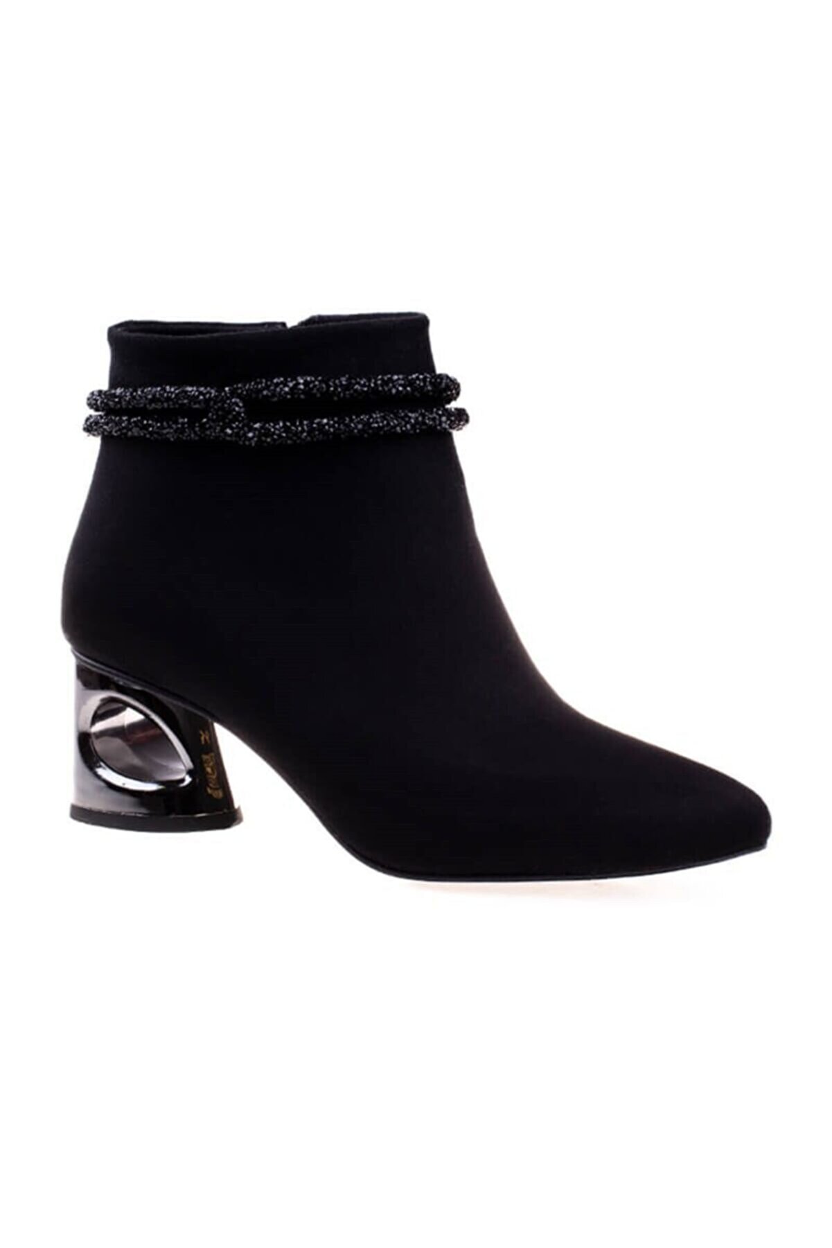 Pierre Cardin Kadın Siyah Süet Sivri Burun Klasik Ayakkabı