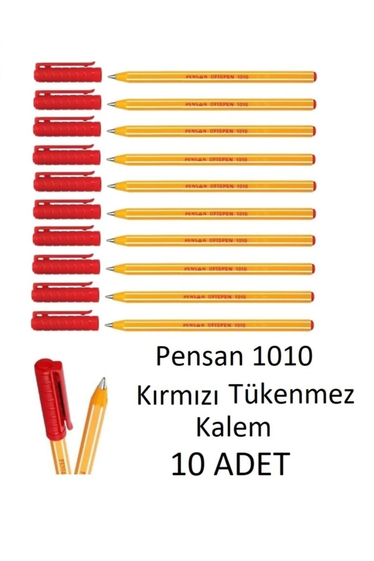 Pensan 1010 Kırmızı Tükenmez Kalem Ofispen 10 Adet