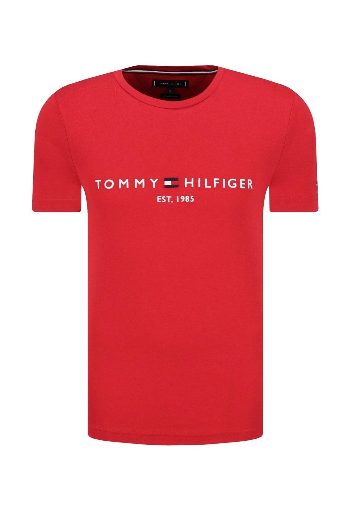 Tommy Hilfiger Erkek Kırmızı Logo Tee T-shirt Mw0mw11797