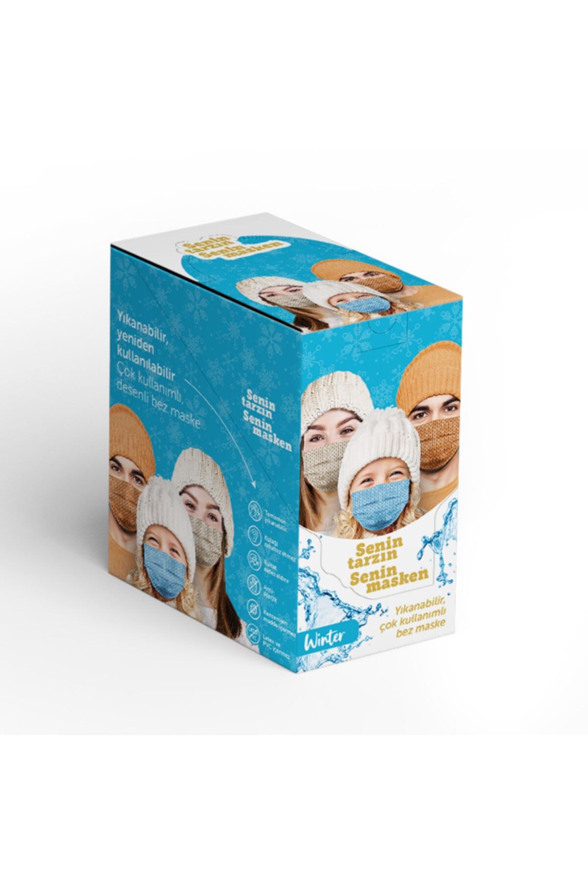 Puumask (Winter Model) Kutuda 40 Adet Desenli Yıkanabilir Yeni Nesil Kumaş Telli Bez Maske