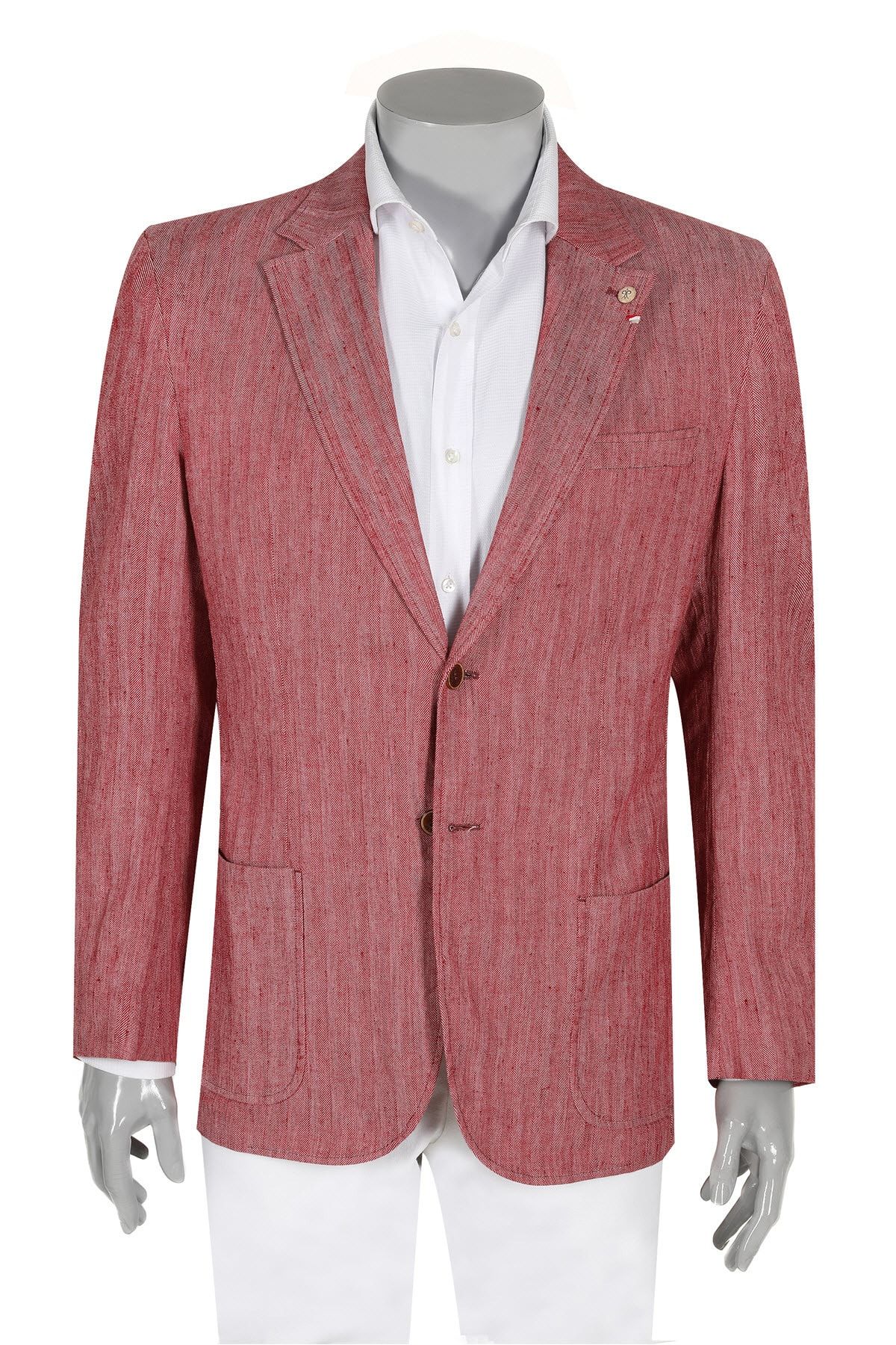 Damat Damat Regular Fit Kırmızı Balıksırtı Kumaş Ceket