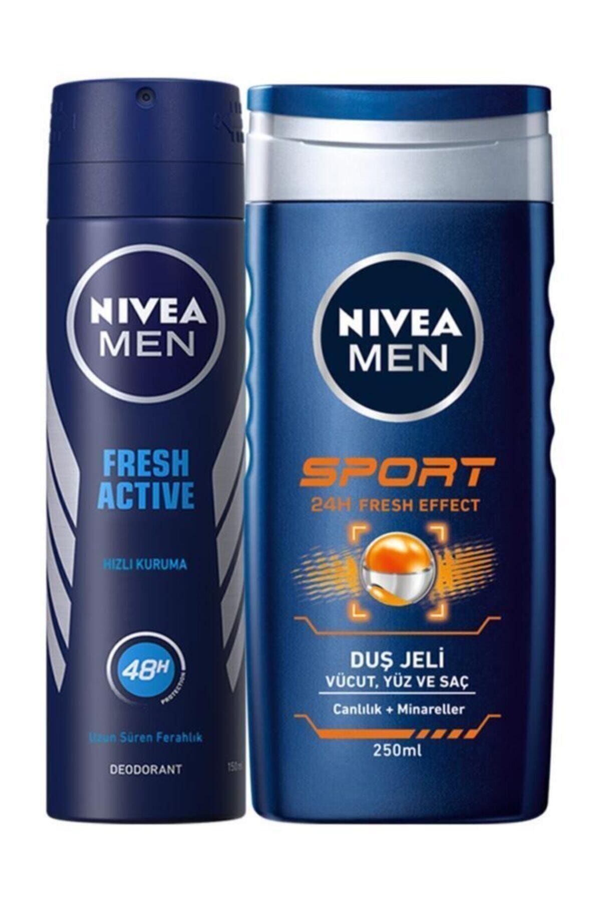NIVEA Fresh Erkek Sprey 150ml + Sport 250 ml Duş Jeli