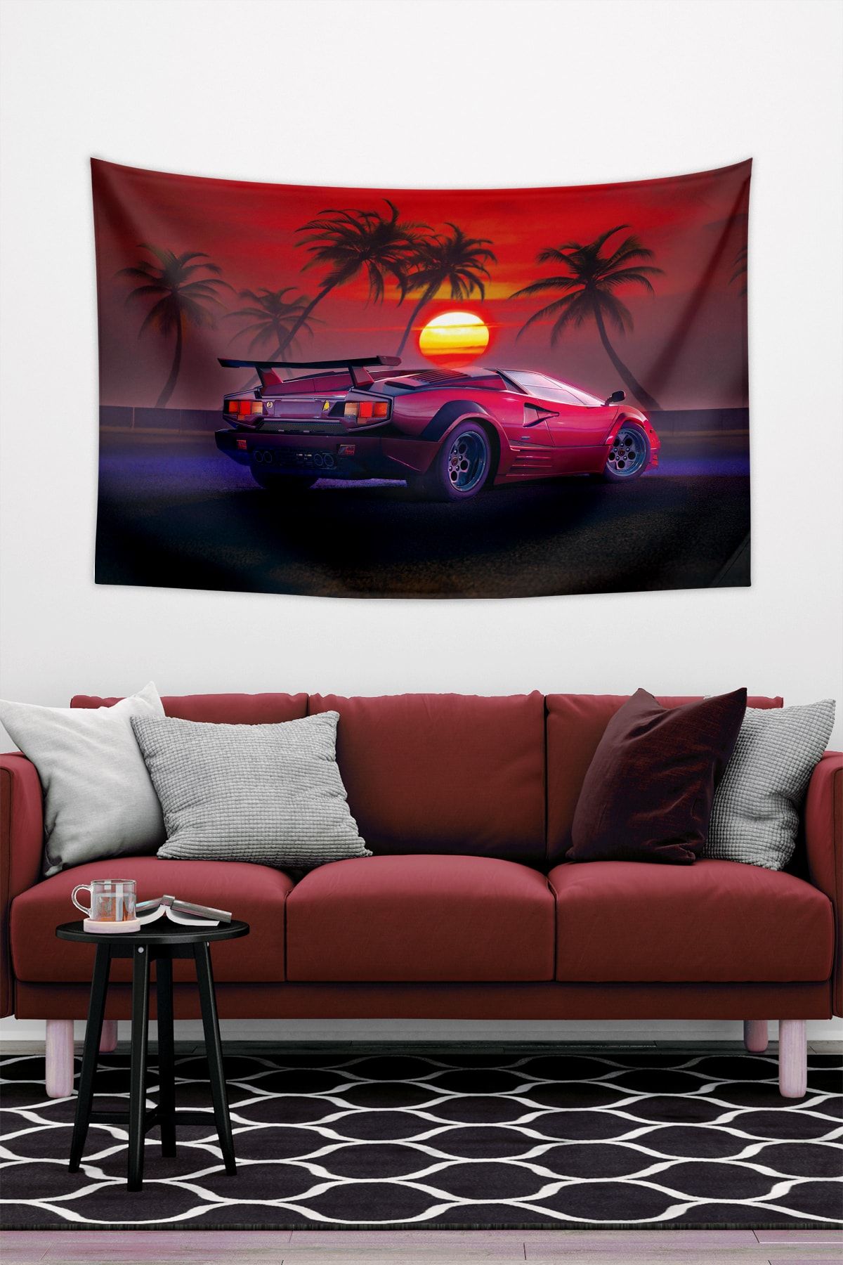 Vagonik Lamborghini Sunset Duvar Örtüsü Halısı 150 X 100 Cm
