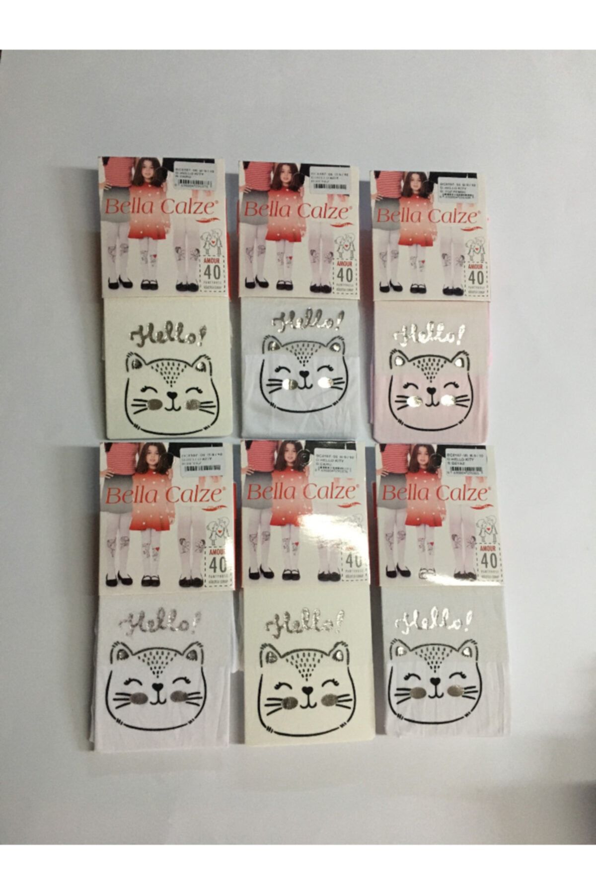 Bella Calze Çocuk Micro 50 Hello Kedi Desenli 6'lı Külotlu Çorap