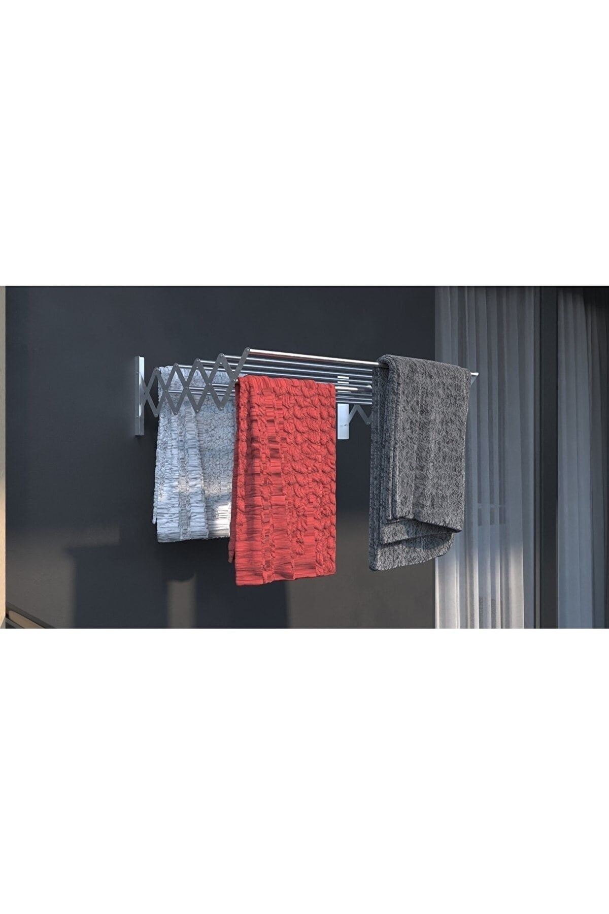 DDPEST Akordiyon Tipi Katlanır Çamaşır Kurutma Askısı 55 Cm 7 Askılı Balkon Çamaşır Kurutma Askısı