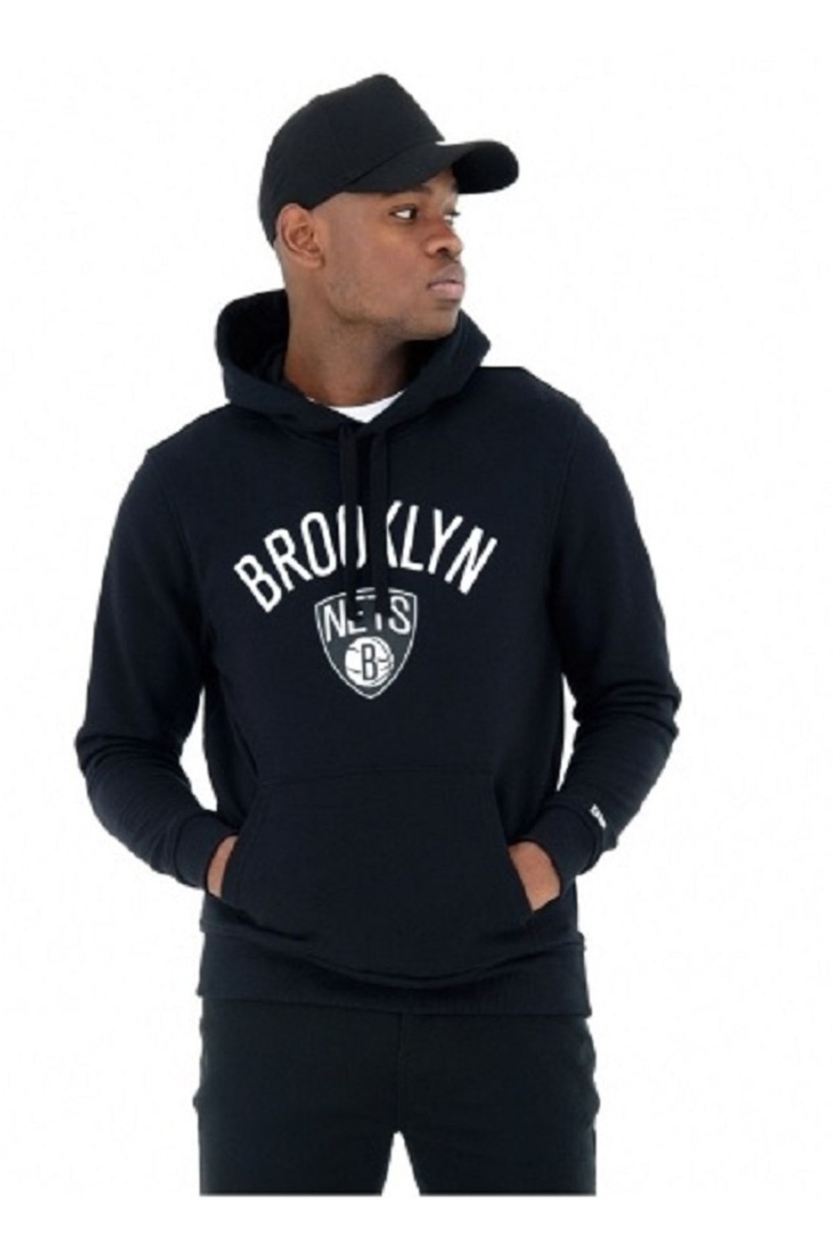 NEW ERA Kapüşonlu Normal Kalıp Düz Siyah Erkek Sweatshirt - Team Logo Po Hoody Bronet Blk