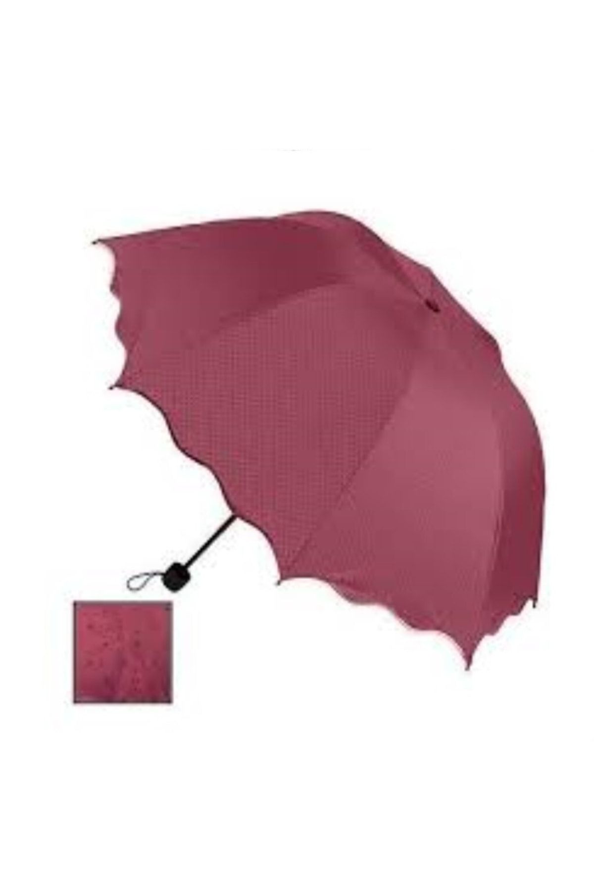 BAMTEBİ Rubenis Çanta Boy Manuel Unisex Chery Yarasa Model Benekli Yağmur Şemsiyesi Katlanır Mini Semsiye