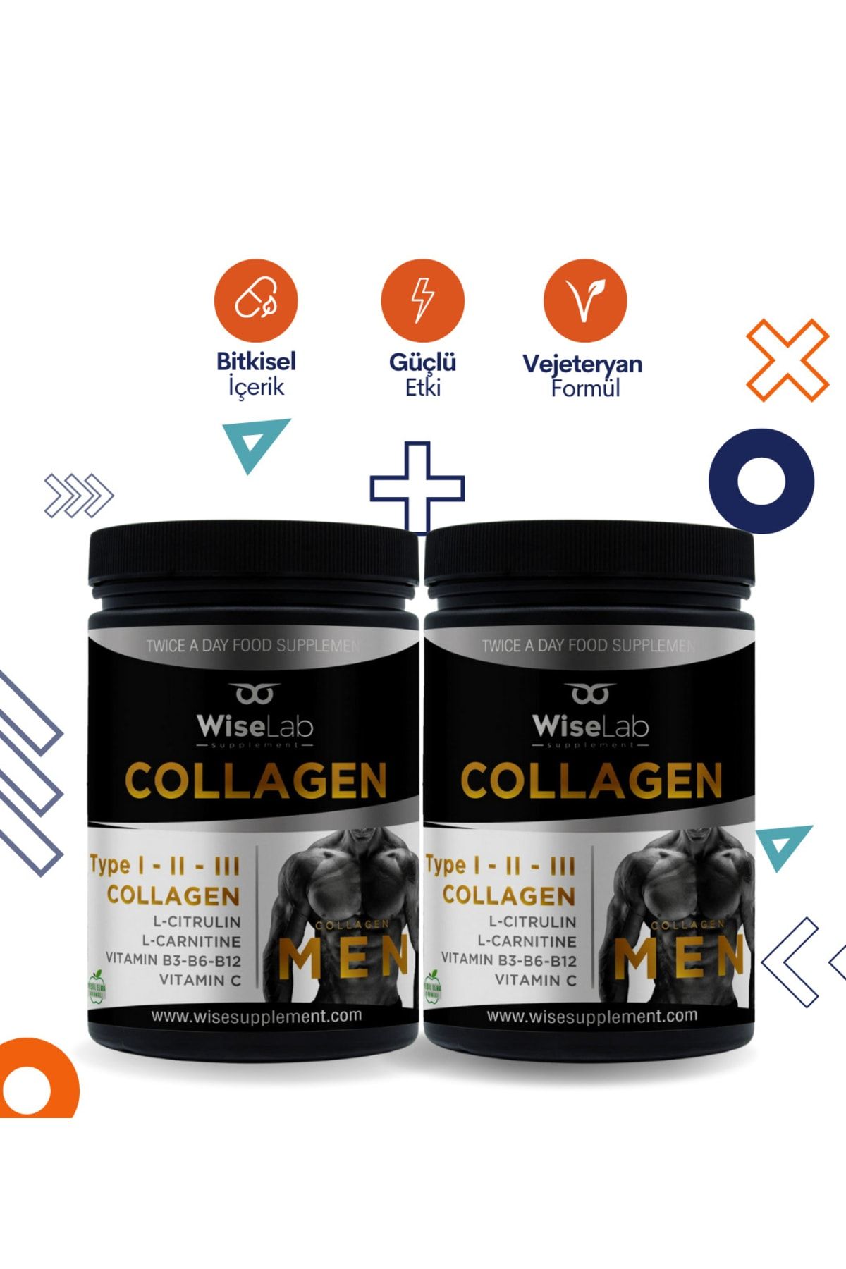 WiseLab Men Collagen 300gr + Men Collagen 300gr Tip123 L-carnitine L-citrulline