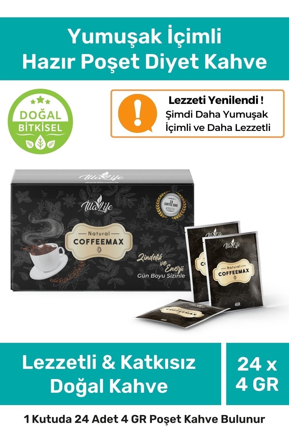 İlla Life Coffeemax Fit Yumuşak Içim Pratik Hazır Diyet Kahve Doğal & Katkısız Poşet Filtre Kahve 1 Kutu