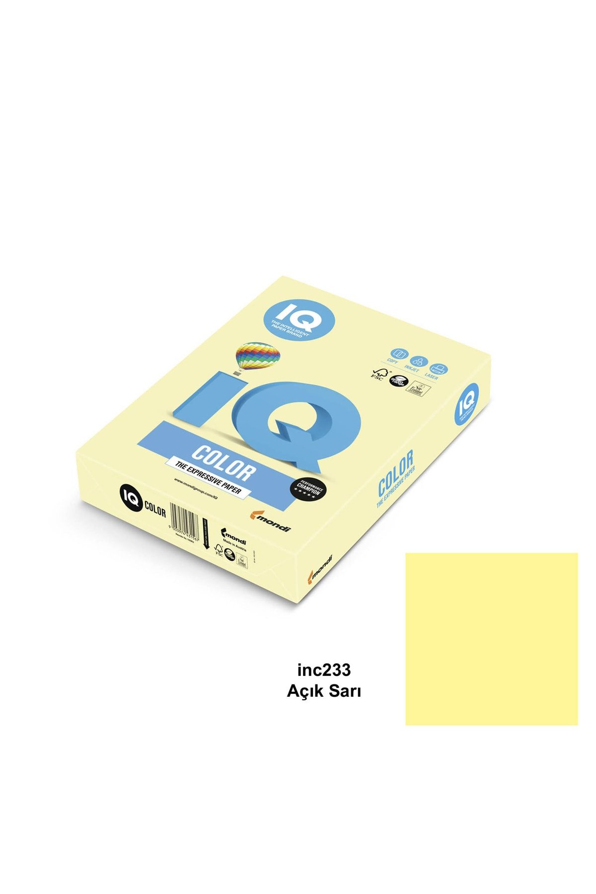 Mondi Iq Color A4 Renkli Fotokopi Kağıdı 80 gr Açık Sarı 1 Koli 5 Paket