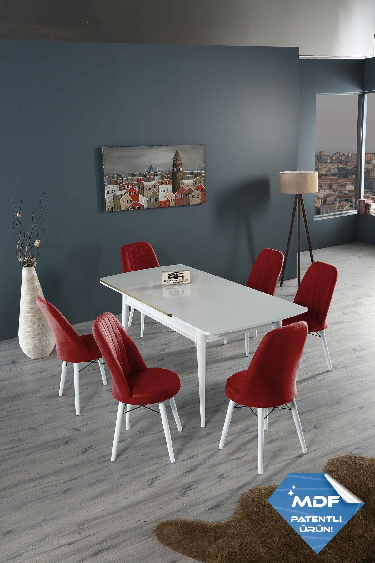 Ramoda Home Concept 90x200 Açılır Masa Yemek Masası Takımı Mutfak Masası Takımı 6 Sandalye