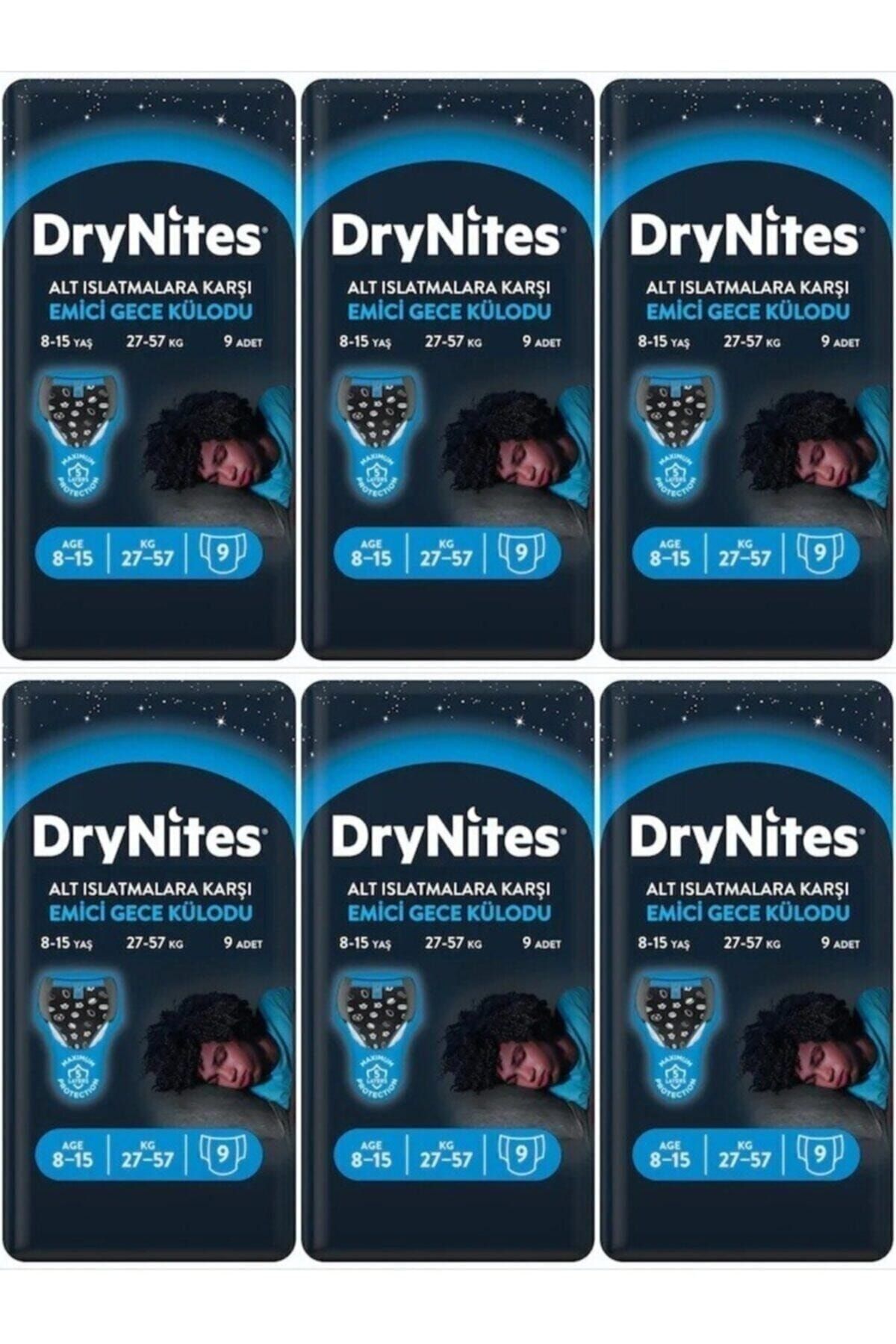 DryNites Erkek Emici Gece Külodu 8-15 Yaş 27-57 Kg * 9lu 12 Paket * 108 Adet