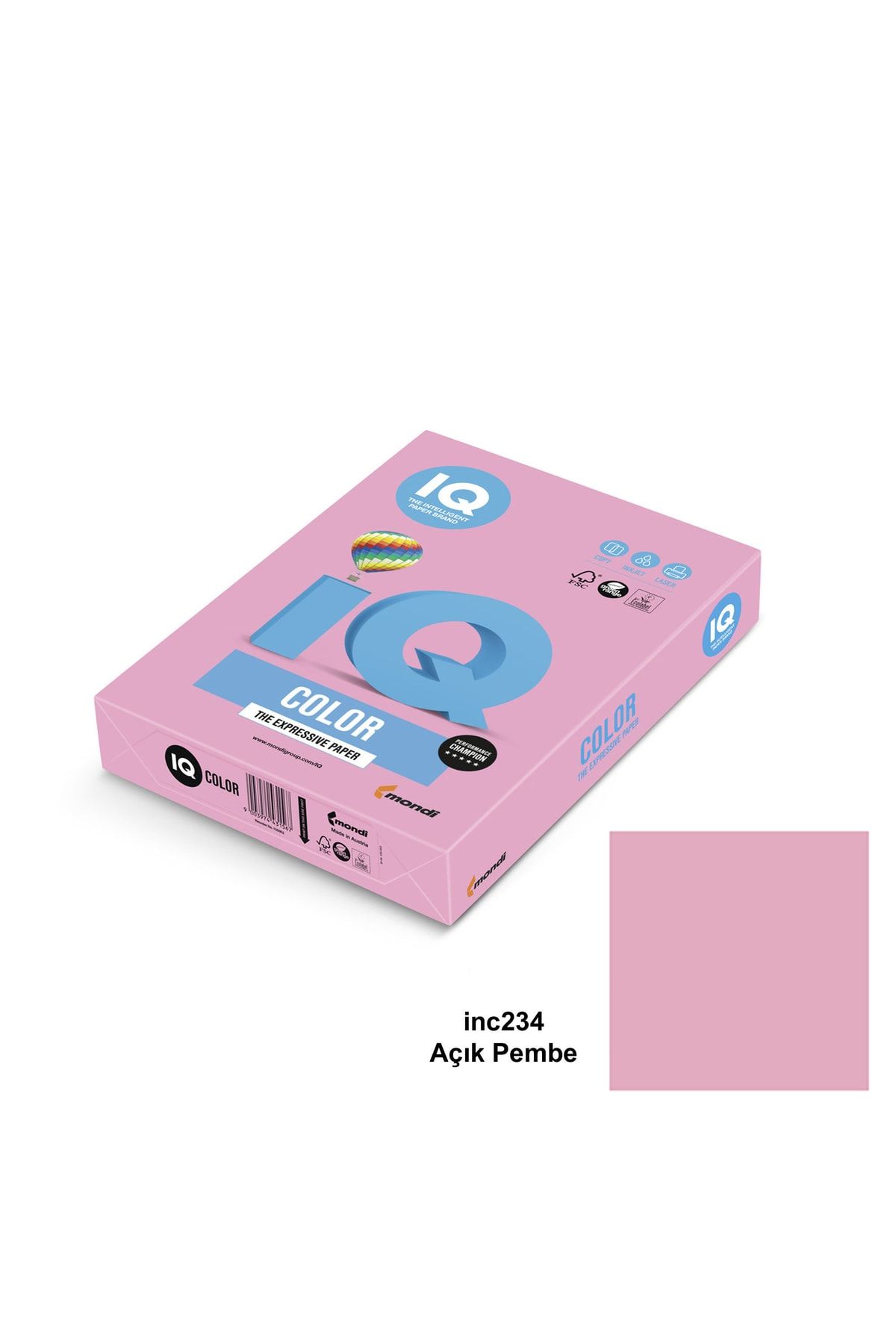 Mondi Iq Color A4 Renkli Fotokopi Kağıdı 80 gr Açık Pembe 1 Koli 5 Paket